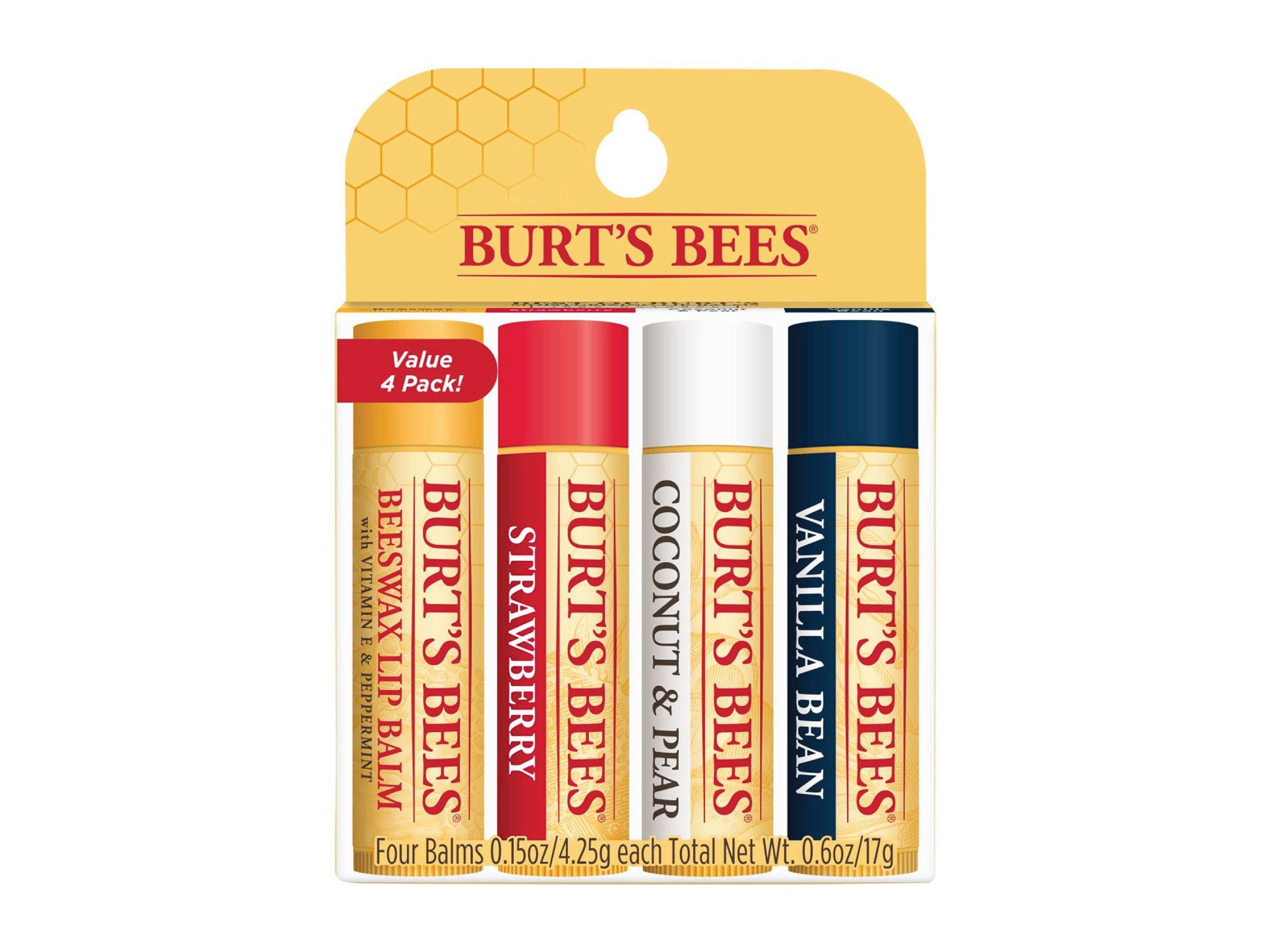 Burt's Bees Lip Balm Assorted, 4 x 4,25 g
