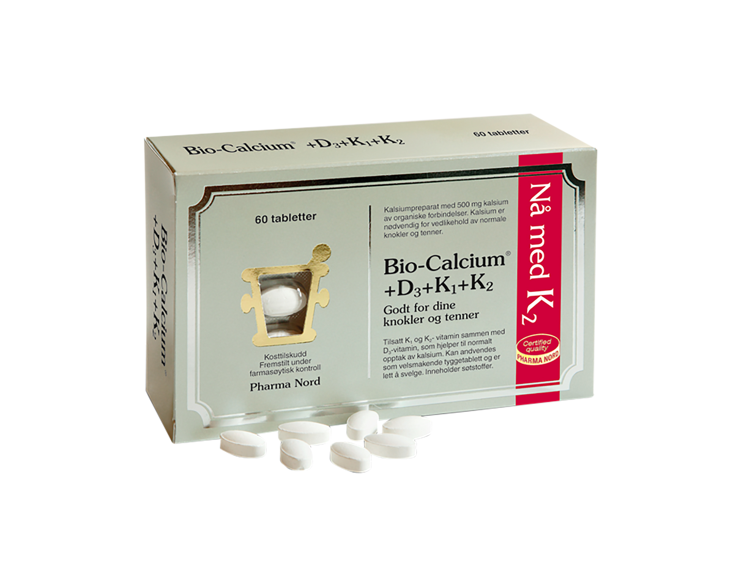 Bio-Calcium +D3+K-vitamin, 60 tabletter