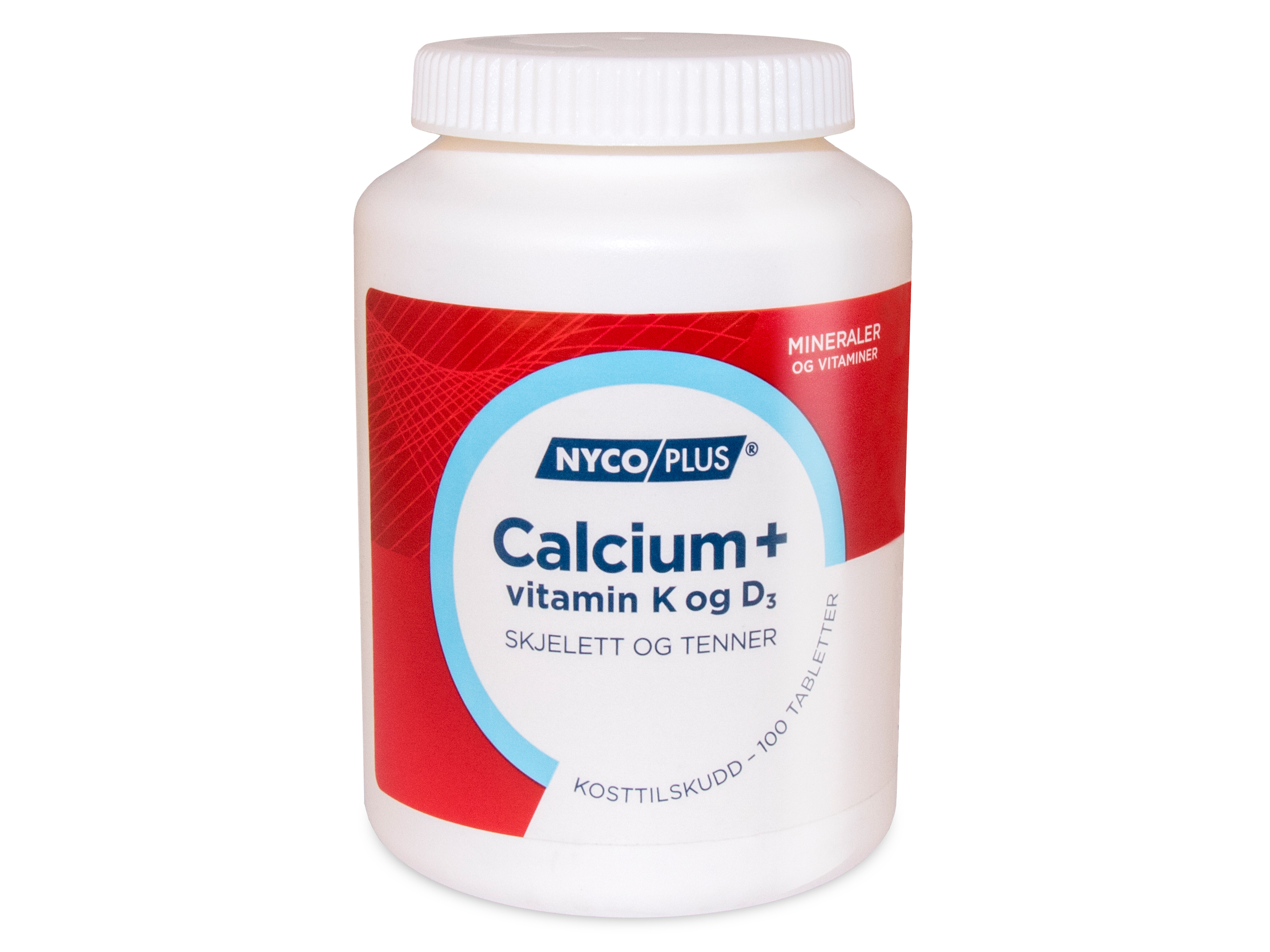 Calcium + vitamin K og D3, 100 tabletter