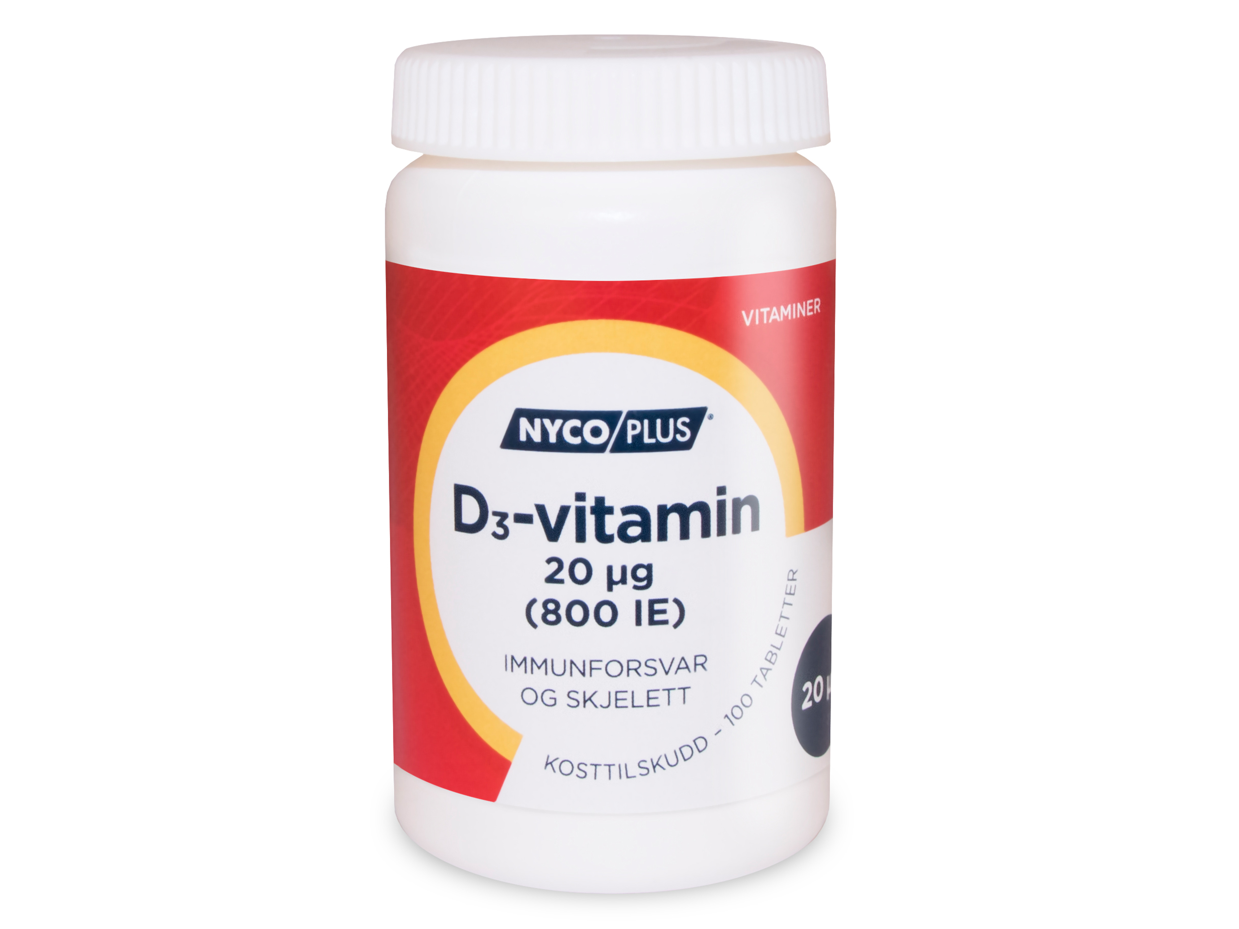 D3-Vitamin 20 µg, 100 tabletter