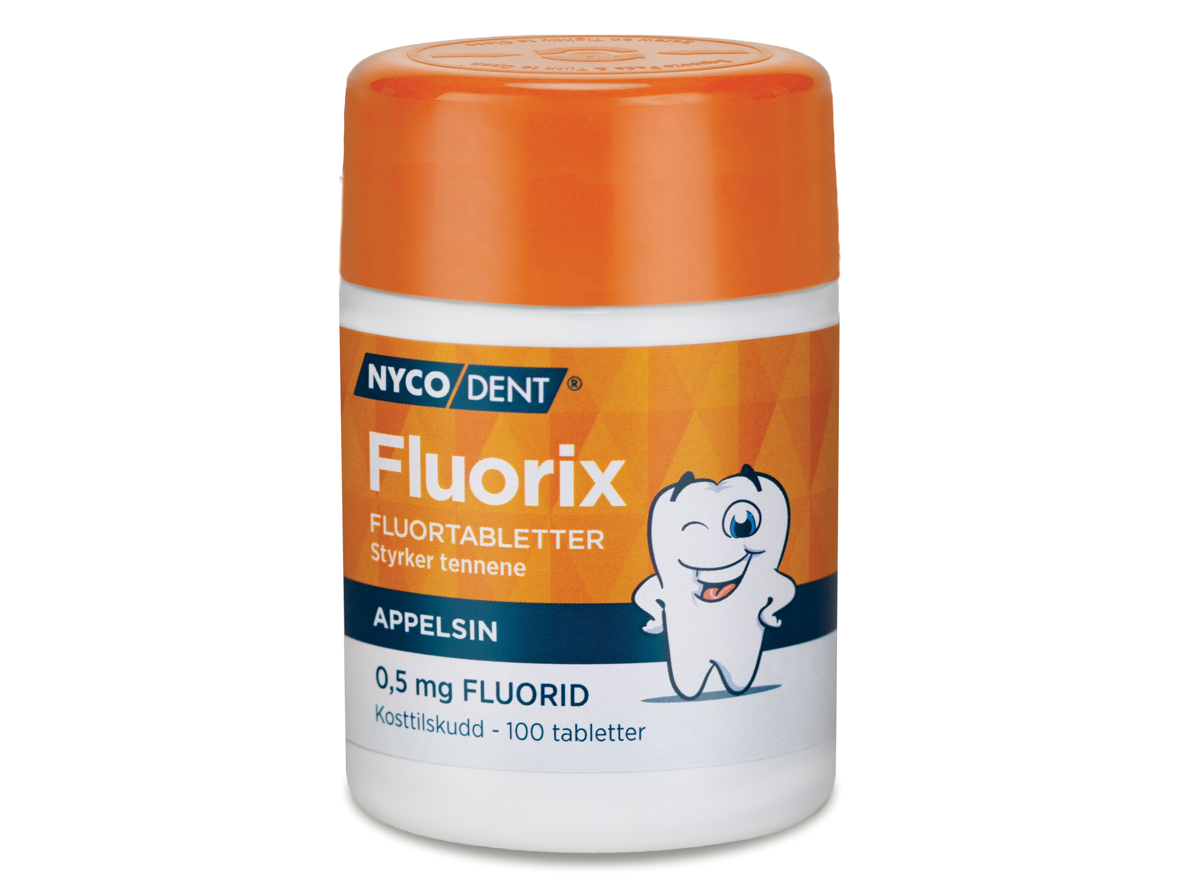 Fluorix m/Appelsin 0,5 mg, 100 stk