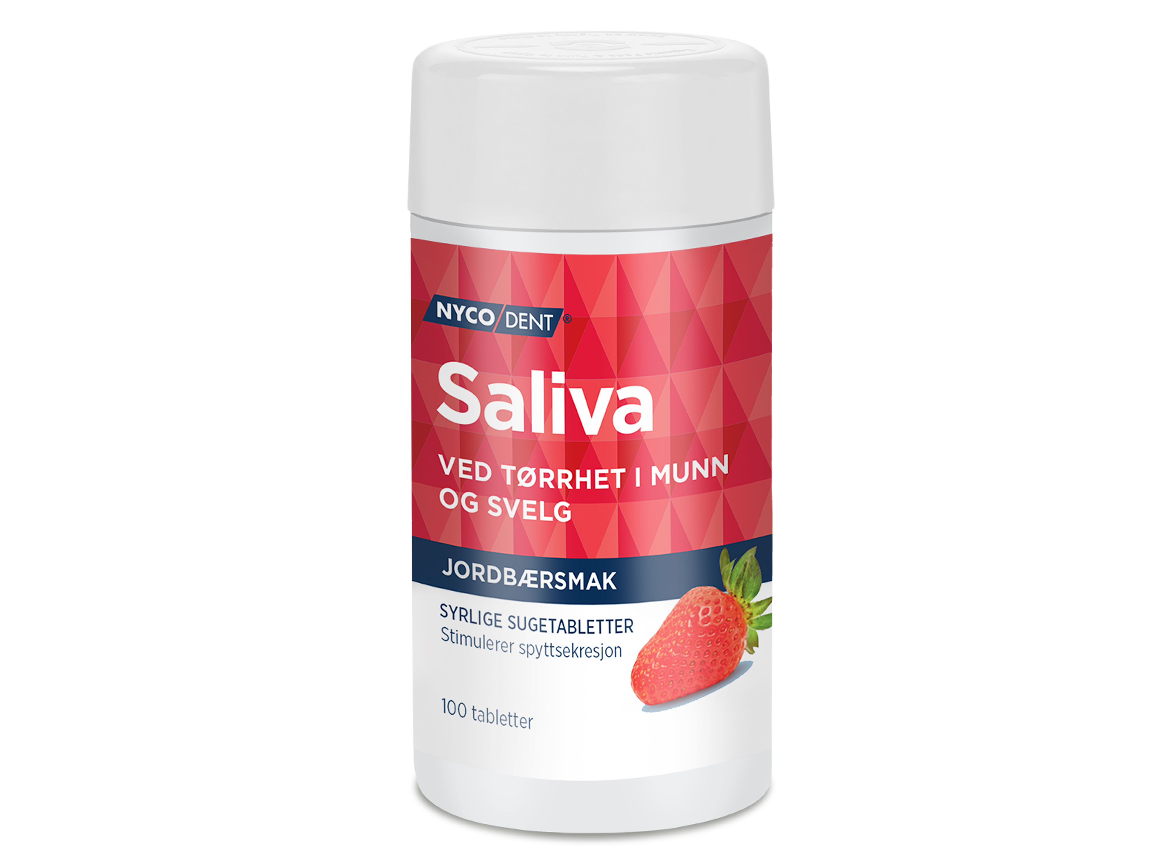 Saliva m/jordbær, 100 tabletter