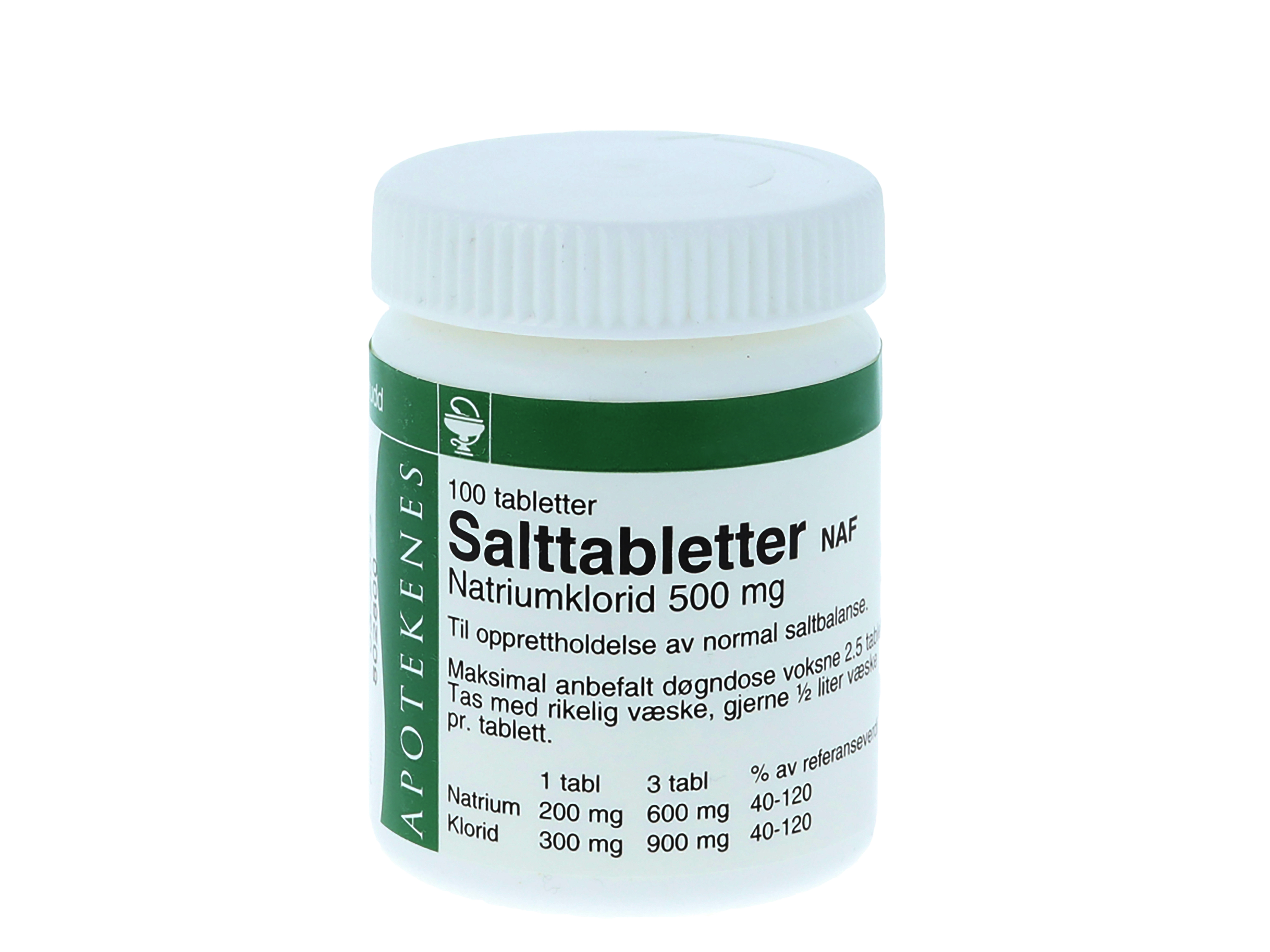 Salttabletter NAF tab 500mg, 100 stk