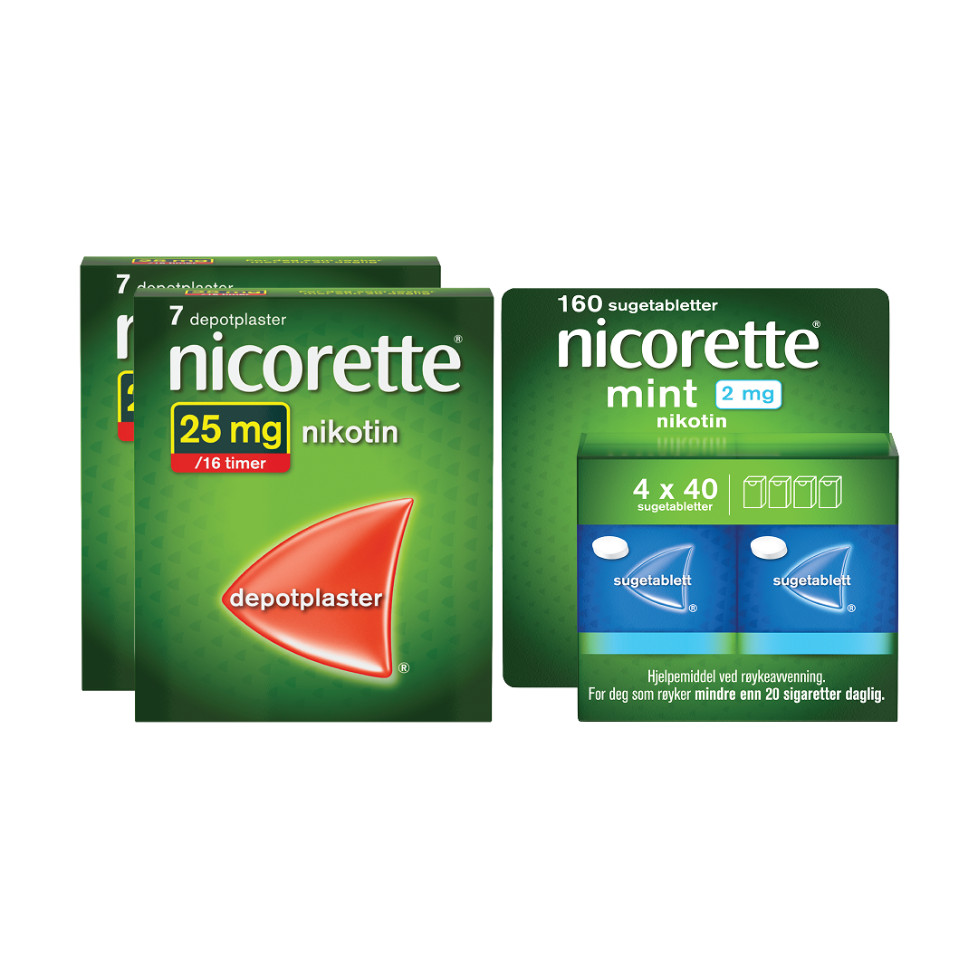2-ukers kombinasjonspakke røykeslutt - 2 mg sugetabletter + 25mg/16 timer depotplaster