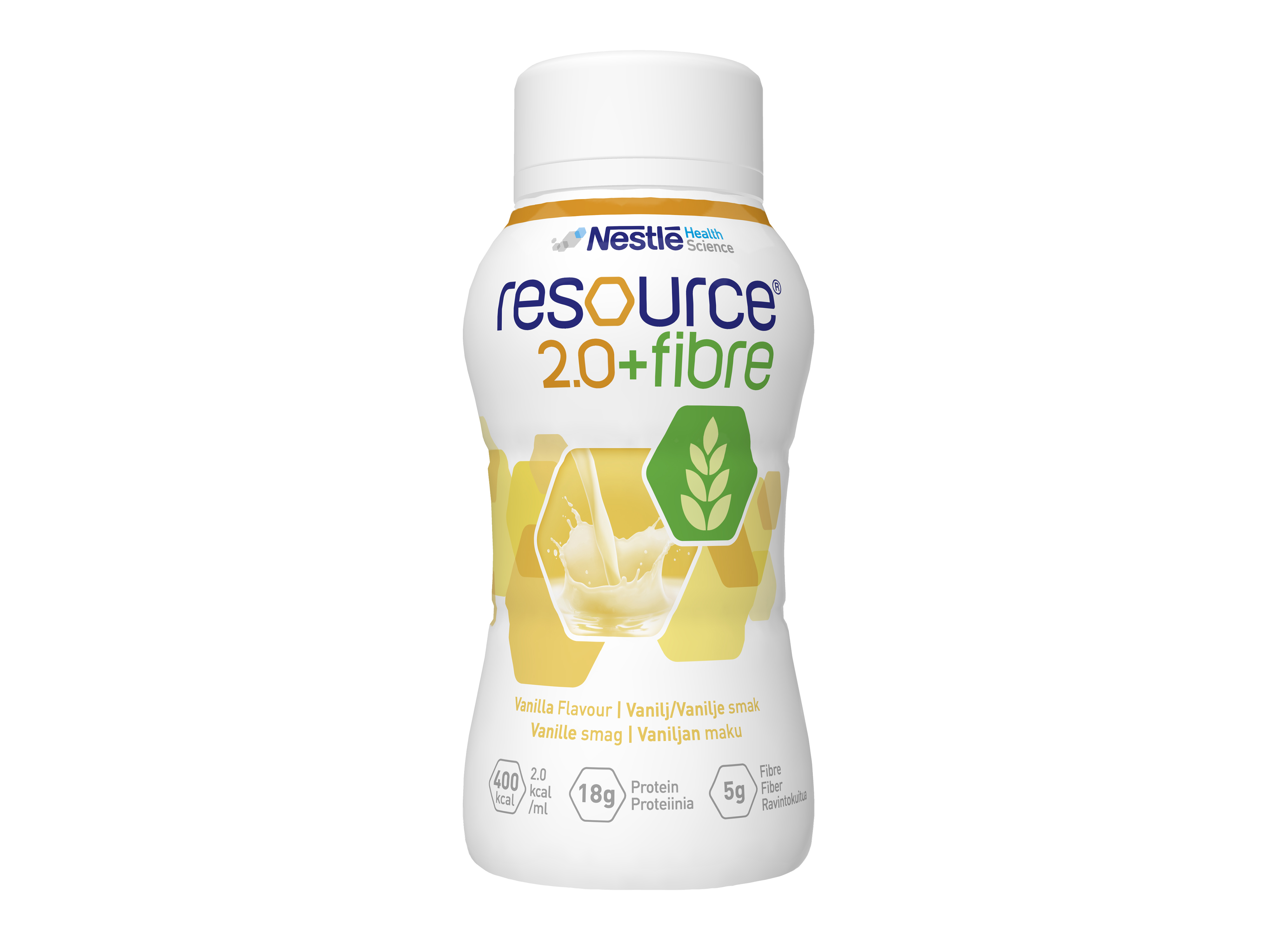 Resource 2,0 + Fibre næringsdrikk vanilje, 4x200 ml
