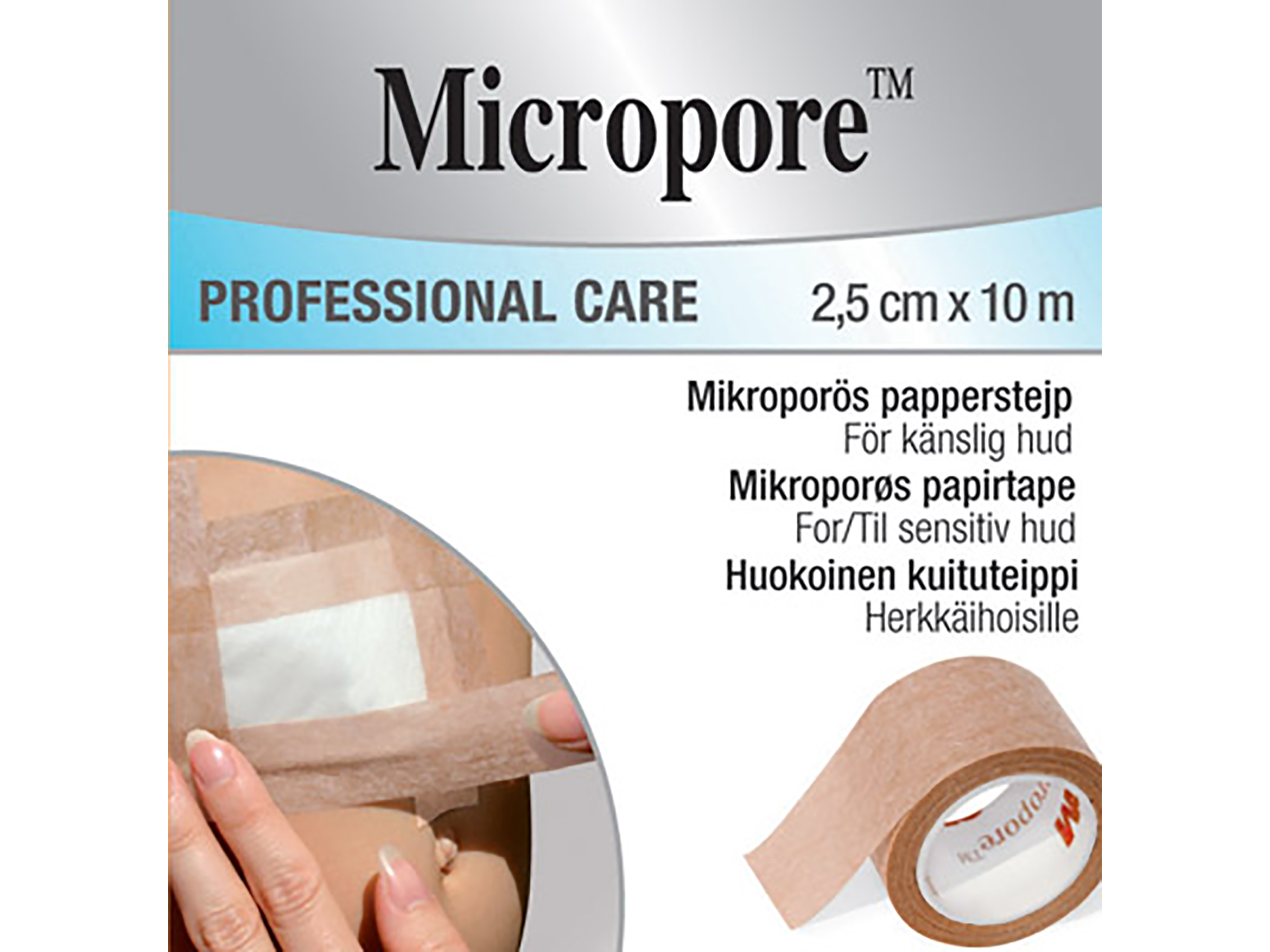 3M Micropore Brun Tape 2,5 cm x 10 m, 1 stk. refill