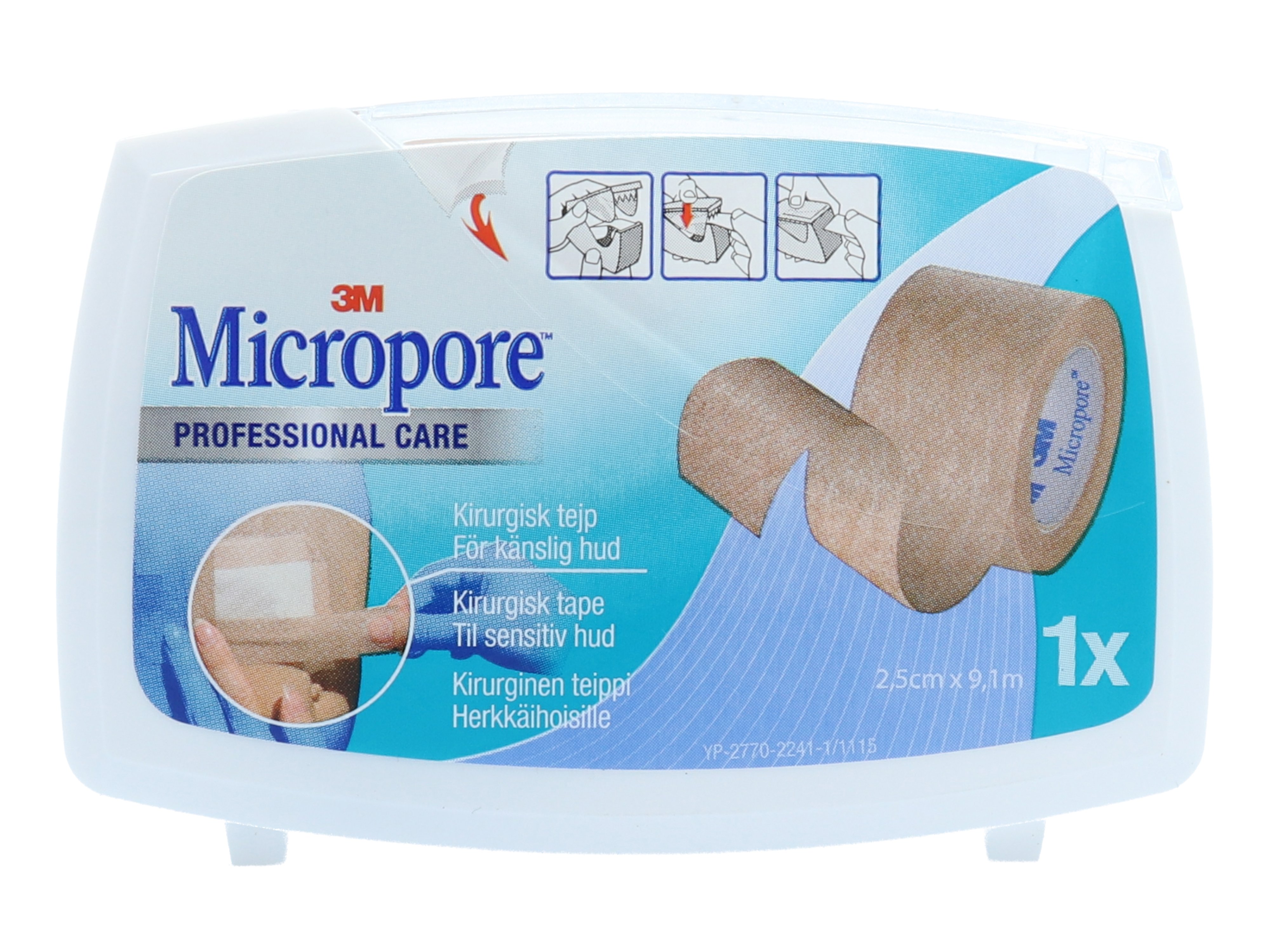 3M Micropore Brun Tape 2,5 cm x 9,14 m, 1 stk