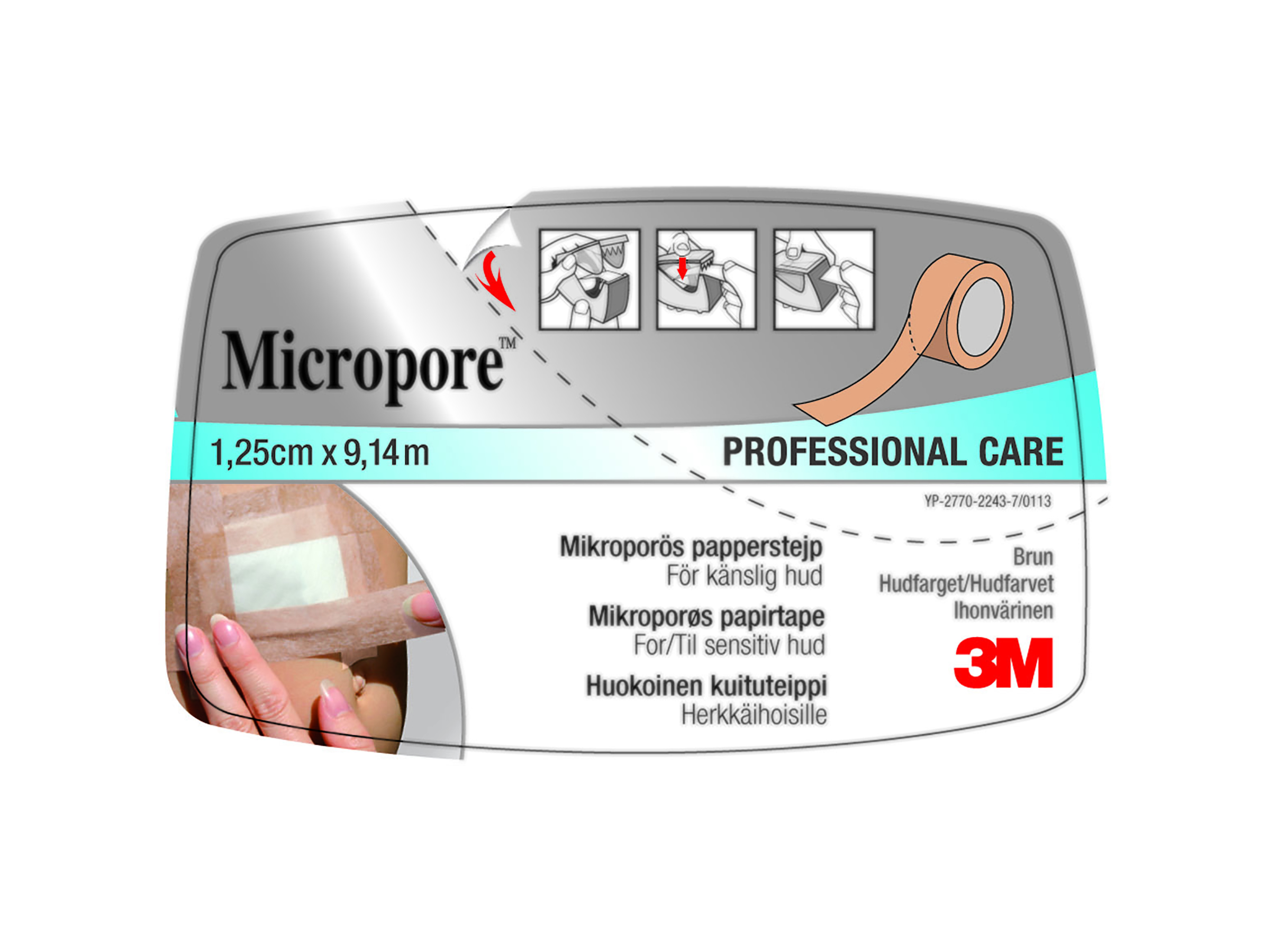 3M Micropore Hvit Tape 1,25 cm x 9,14 m, 1 stk