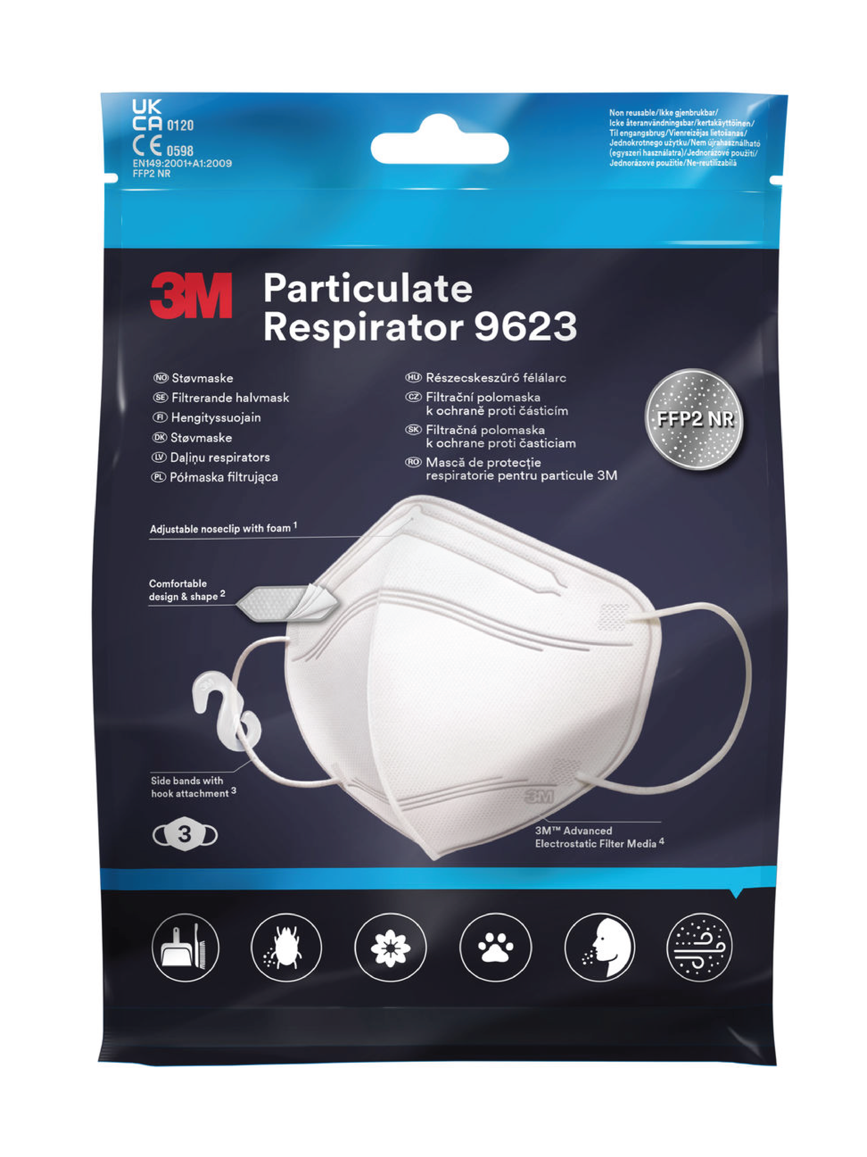 3M Støvmaske Particulate Respirator 9623, 3 stk