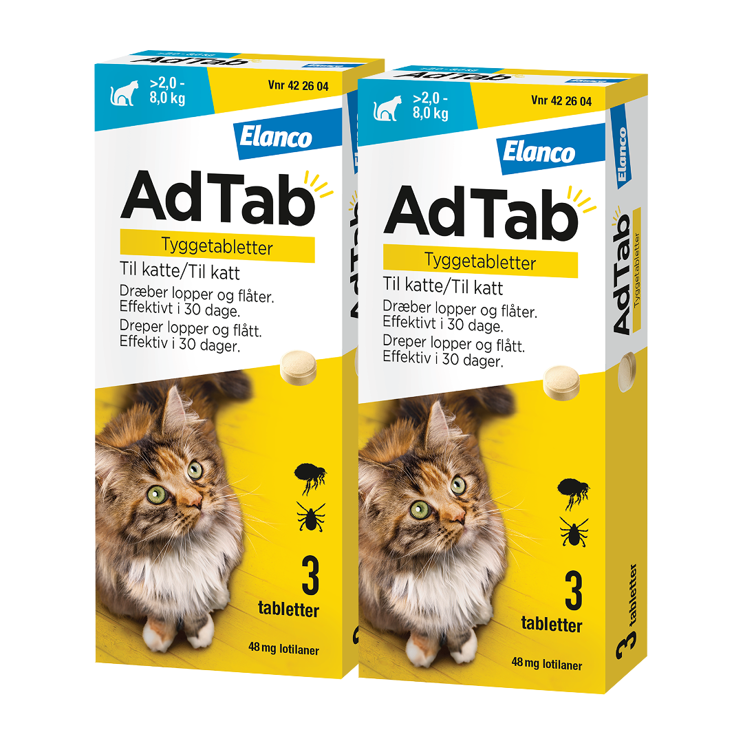 48 mg tyggetabletter til katt x2