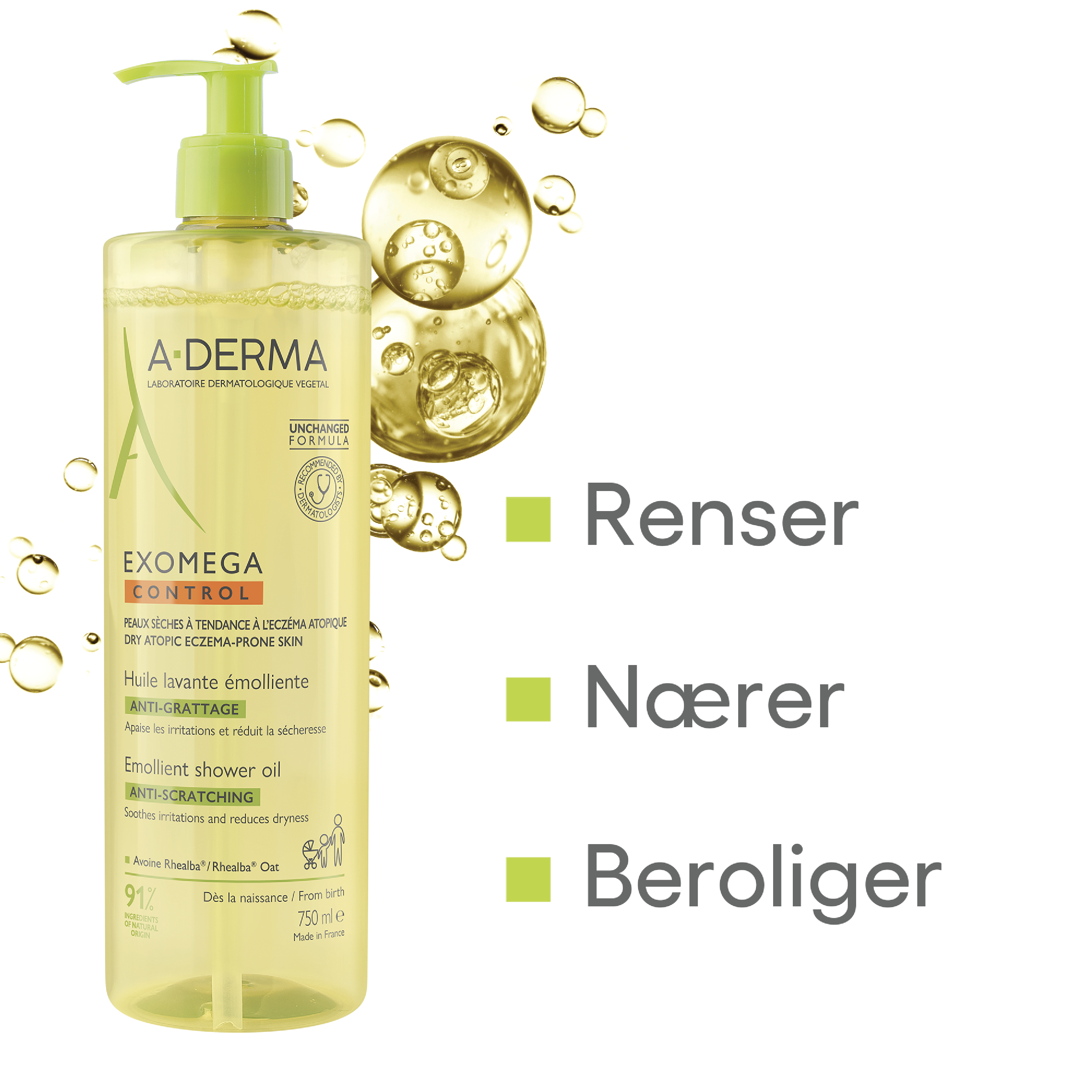 A-Derma Exomega Control Shower Oil, 750 ml