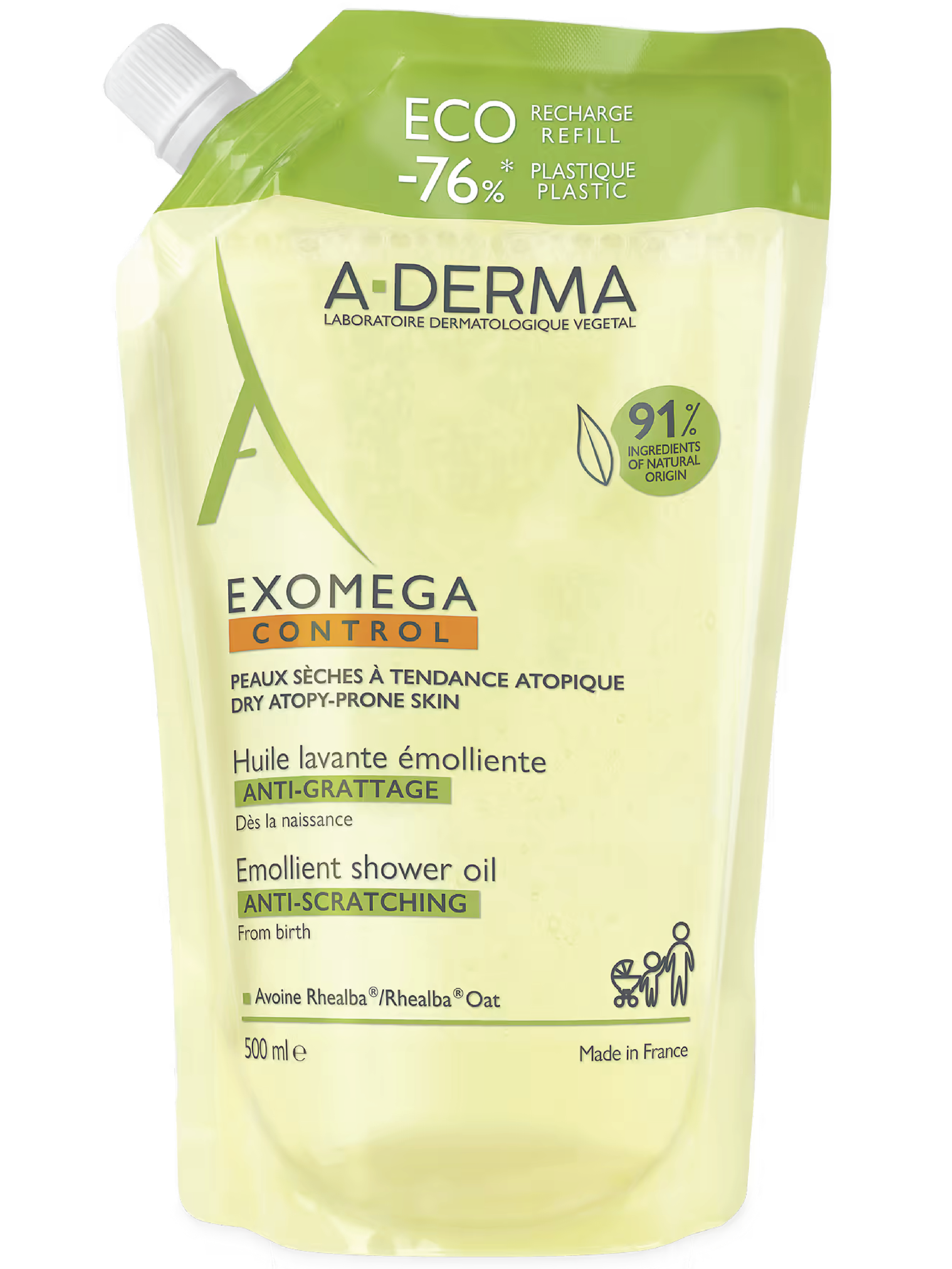 A-Derma Exomega Control Shower Oil Eco-refill, 500 ml