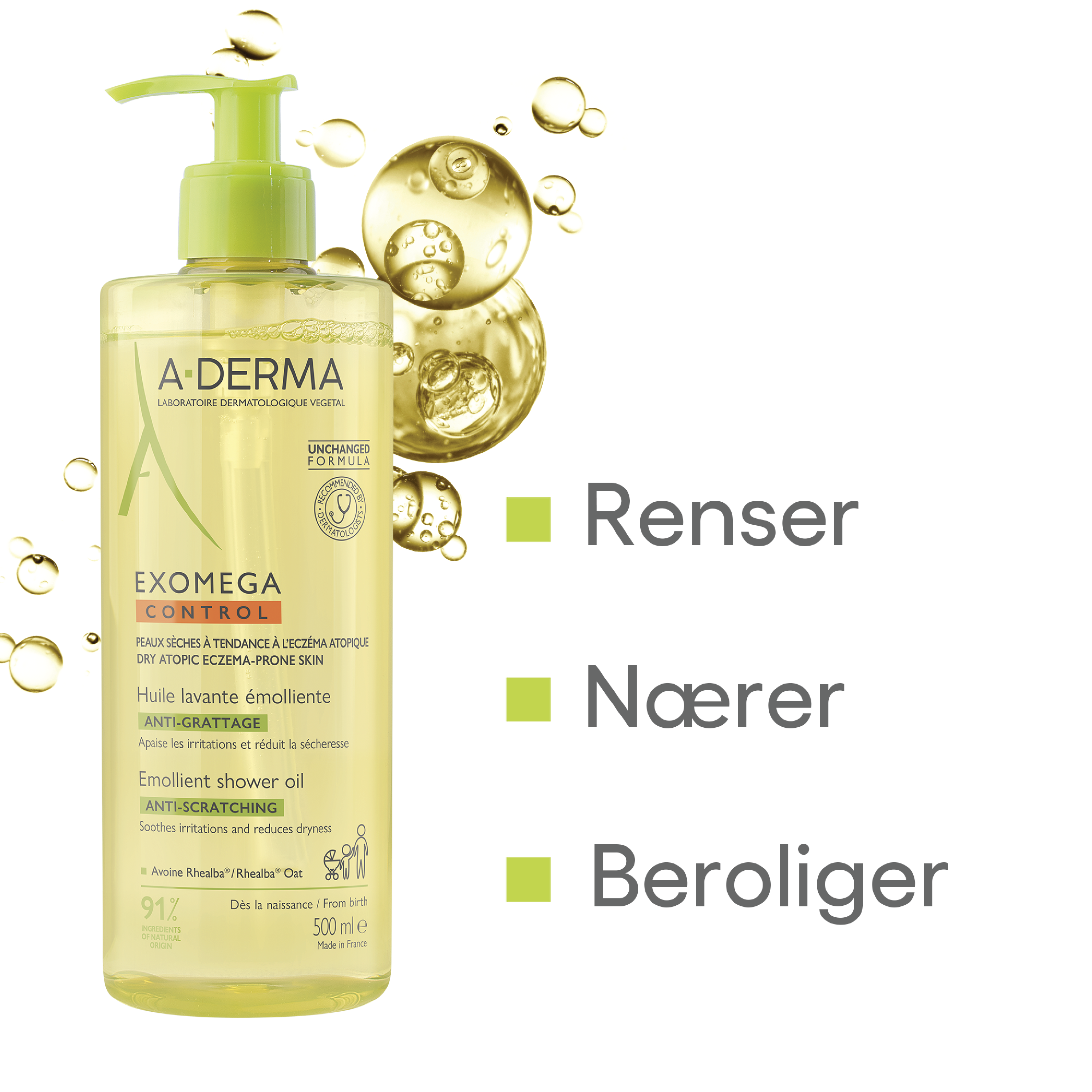A-Derma Exomega Control Shower Oil, 500 ml