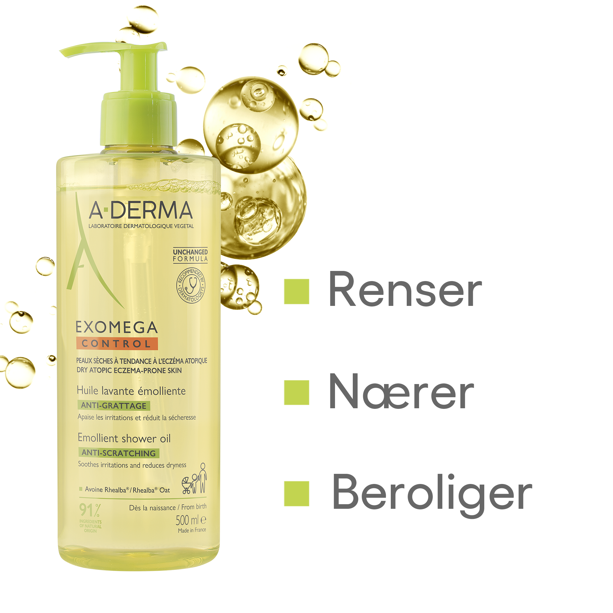 A-Derma Exomega Control Shower Oil, 500 ml