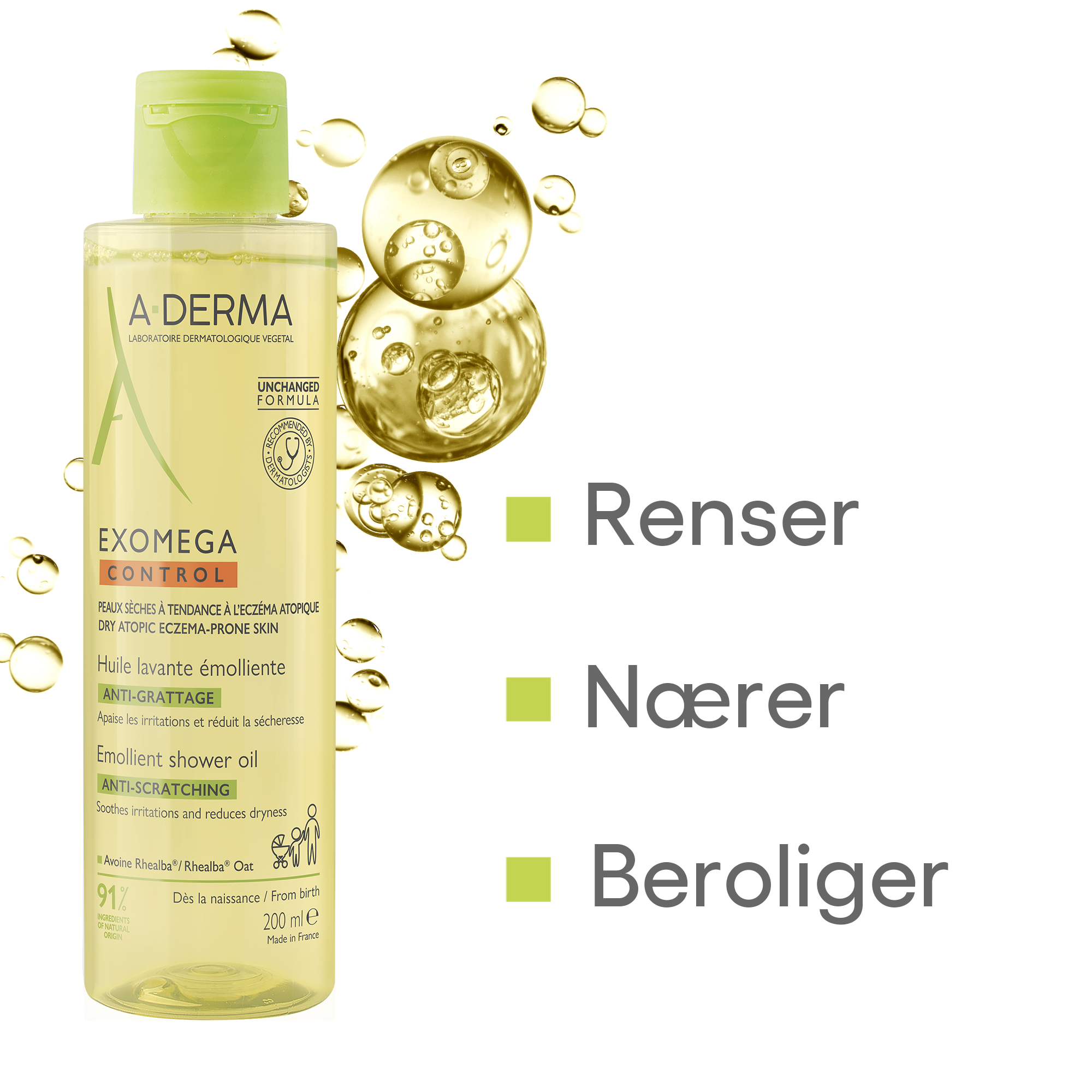 A-Derma Exomega Control Shower Oil, 200 ml