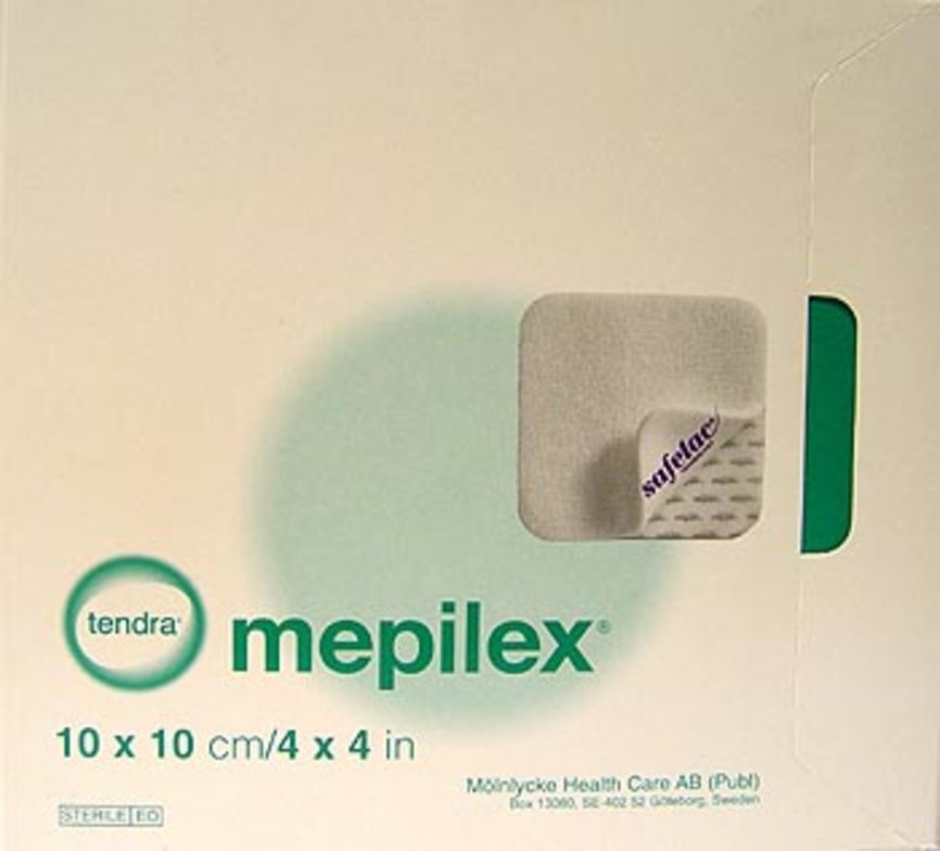 Mepilex Absorberende bandasje 10 x 10 cm, 5 stk.