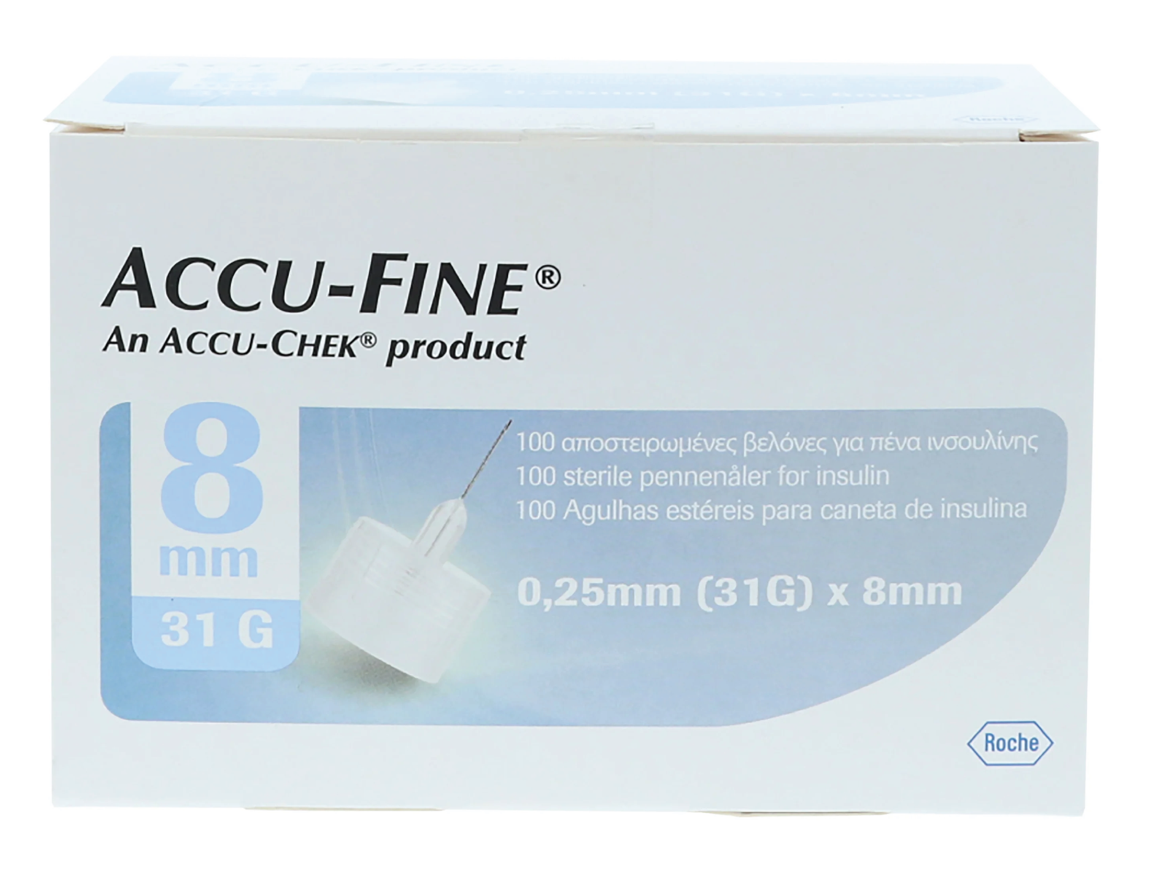 Accu-fine Kanyler, 0,25 (31G) x 8 mm, 100 stk.