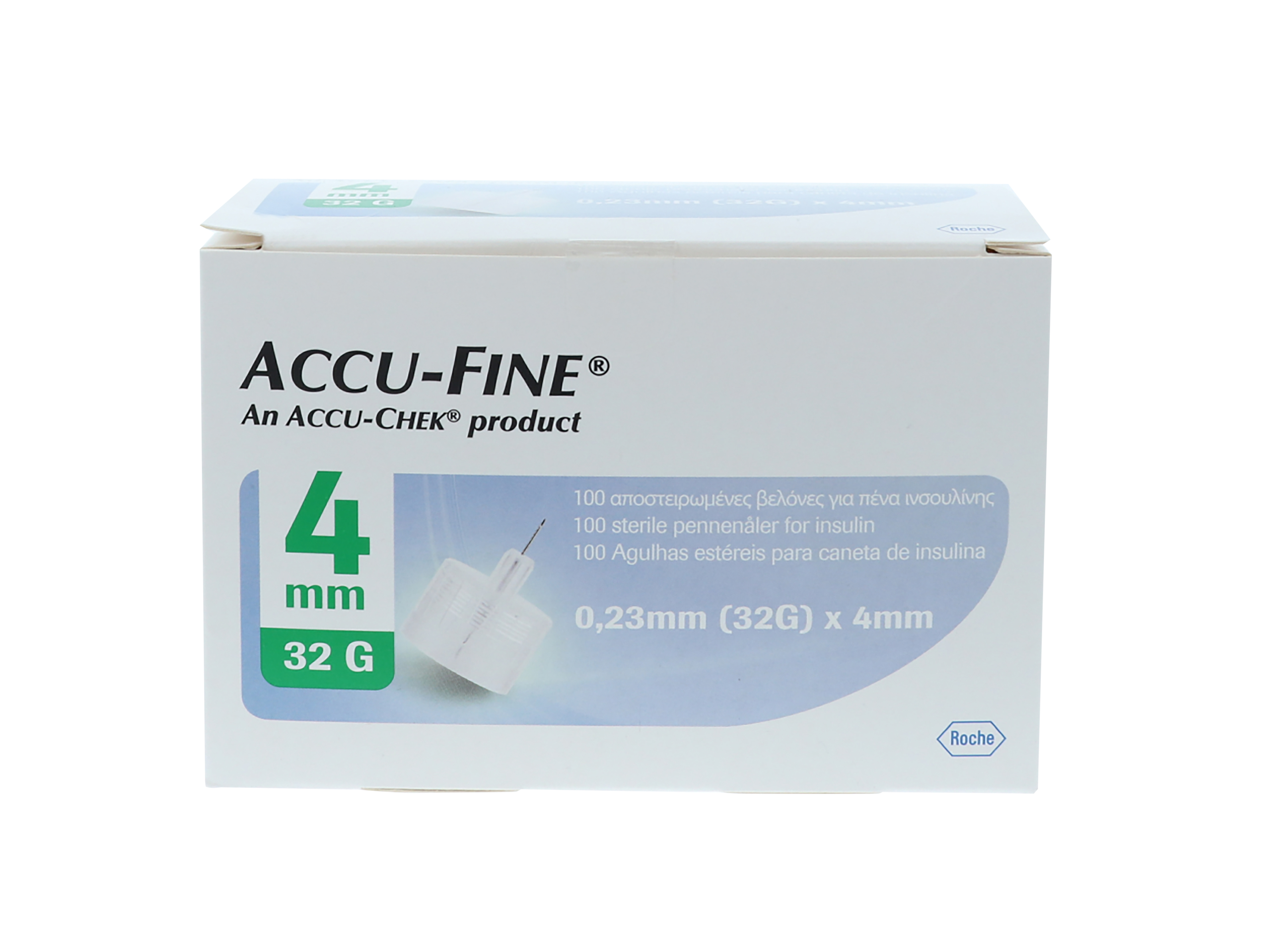 Accu-fine Pennekanyler til insulinpenner, 32G 4mm (0,25mm x 4mm), 100 stk