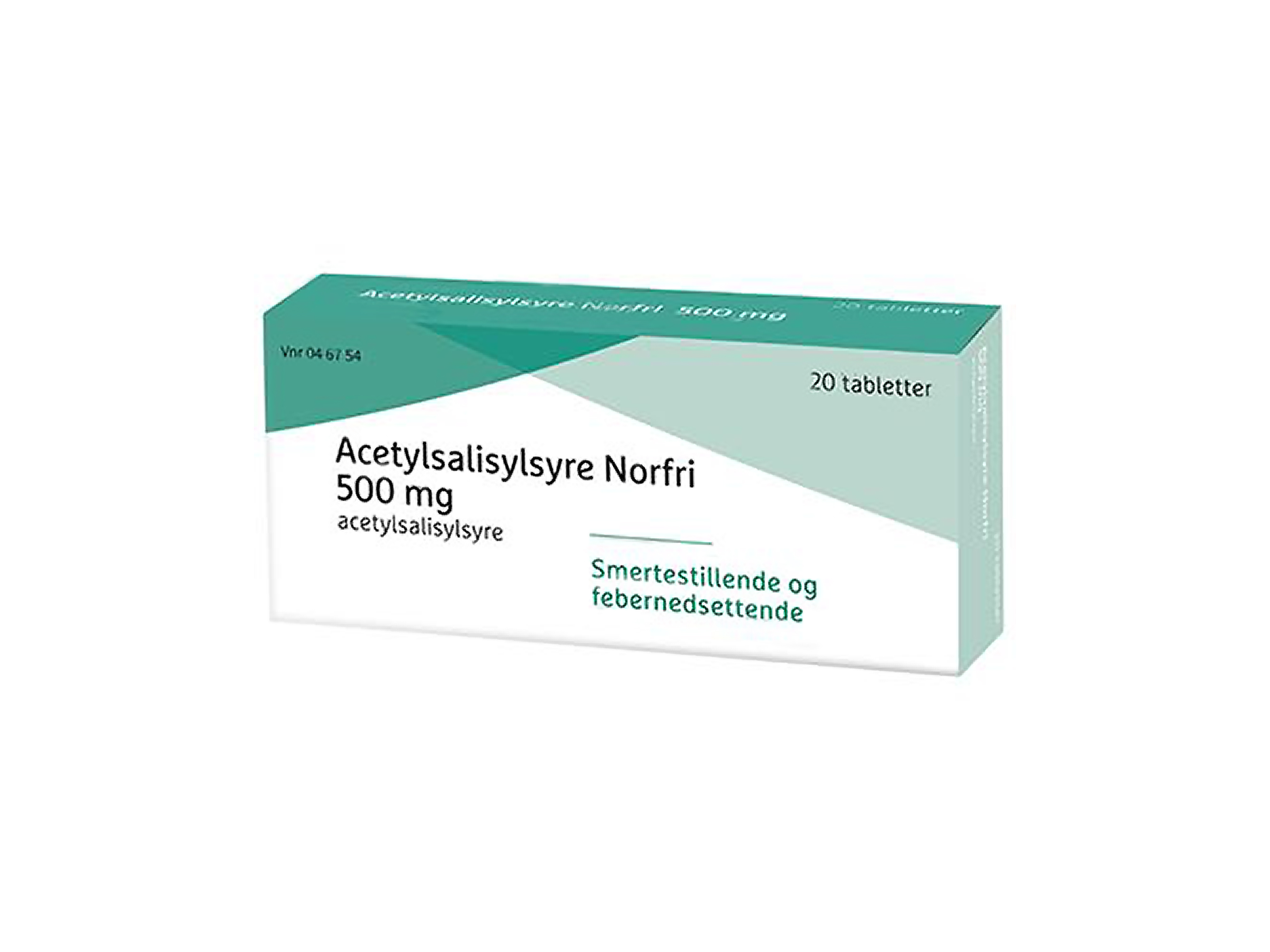Acetylsalisylsyre Norfri 500 mg tabletter, 20 stk.