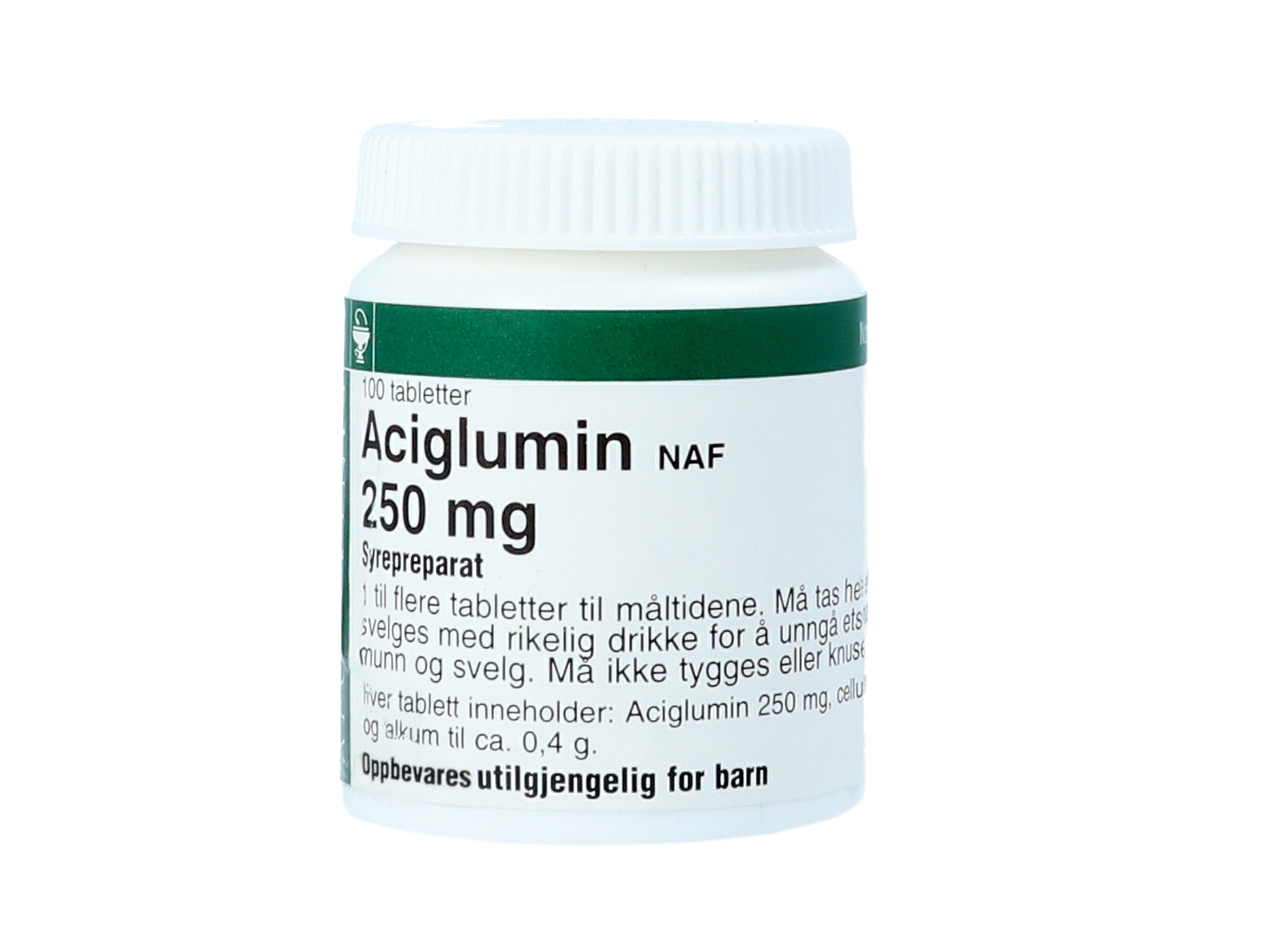 Aciglumin NAF 250mg, 100 stk.