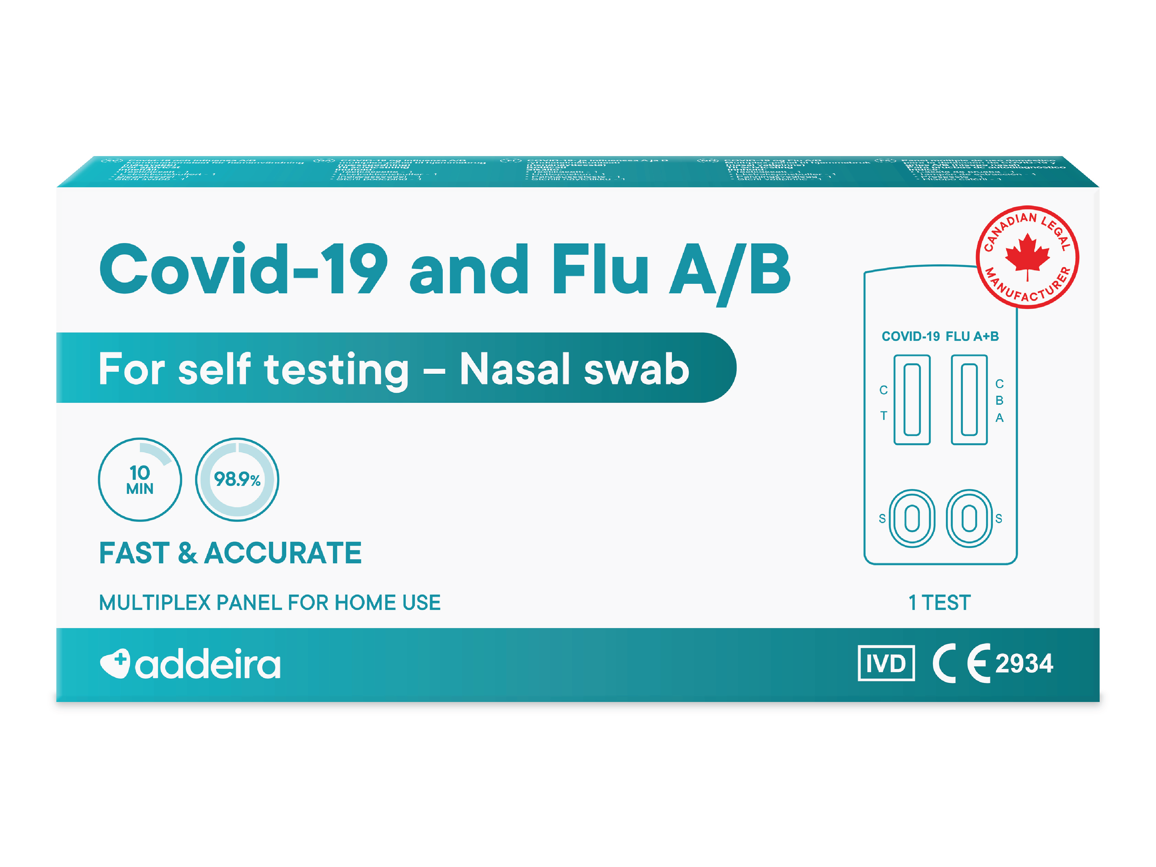 Addeira Covid-19 & Influensa A/B Selvtest, 1 test