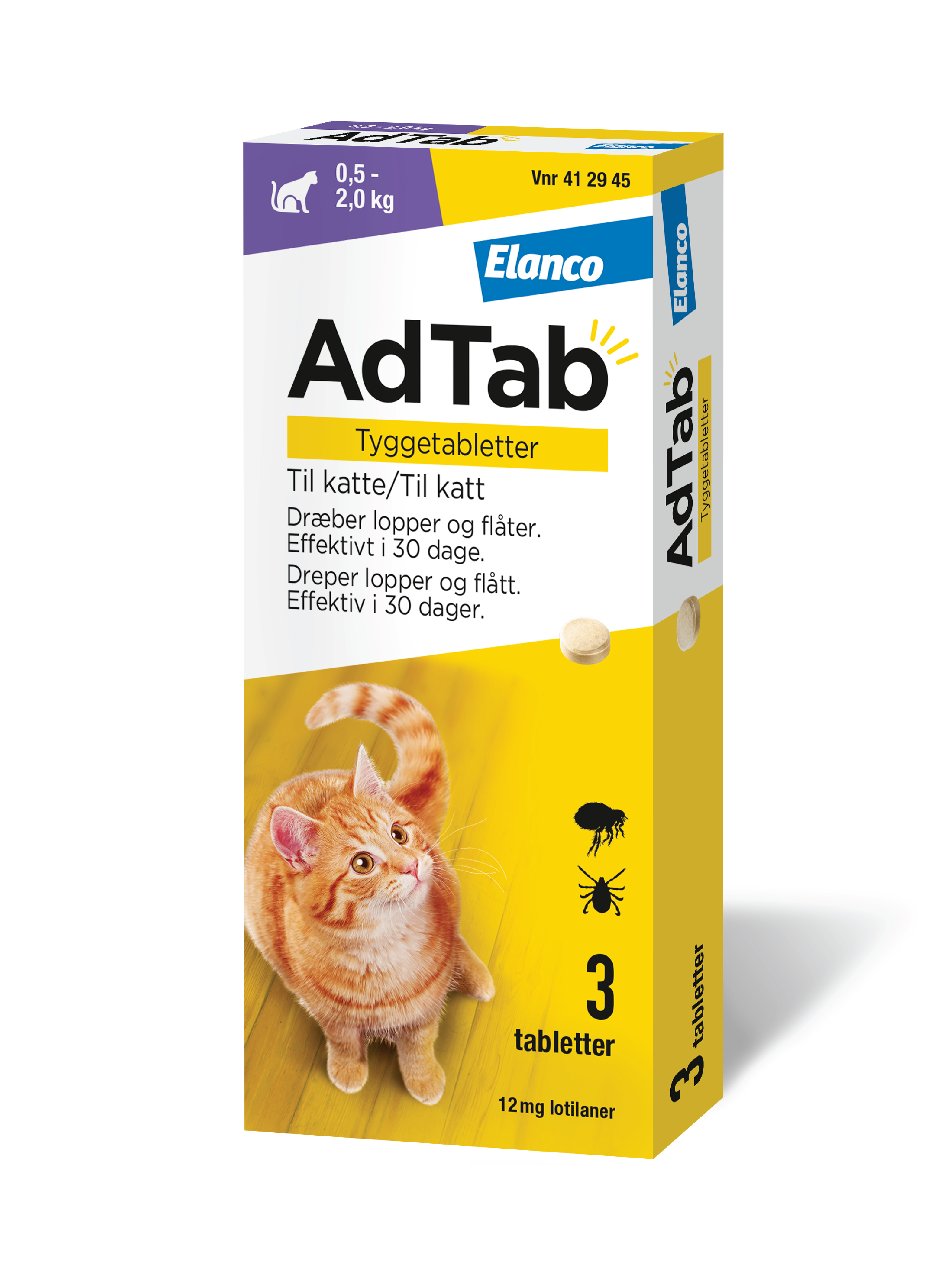 AdTab 12 mg tyggetabletter til katt, 3 stk.