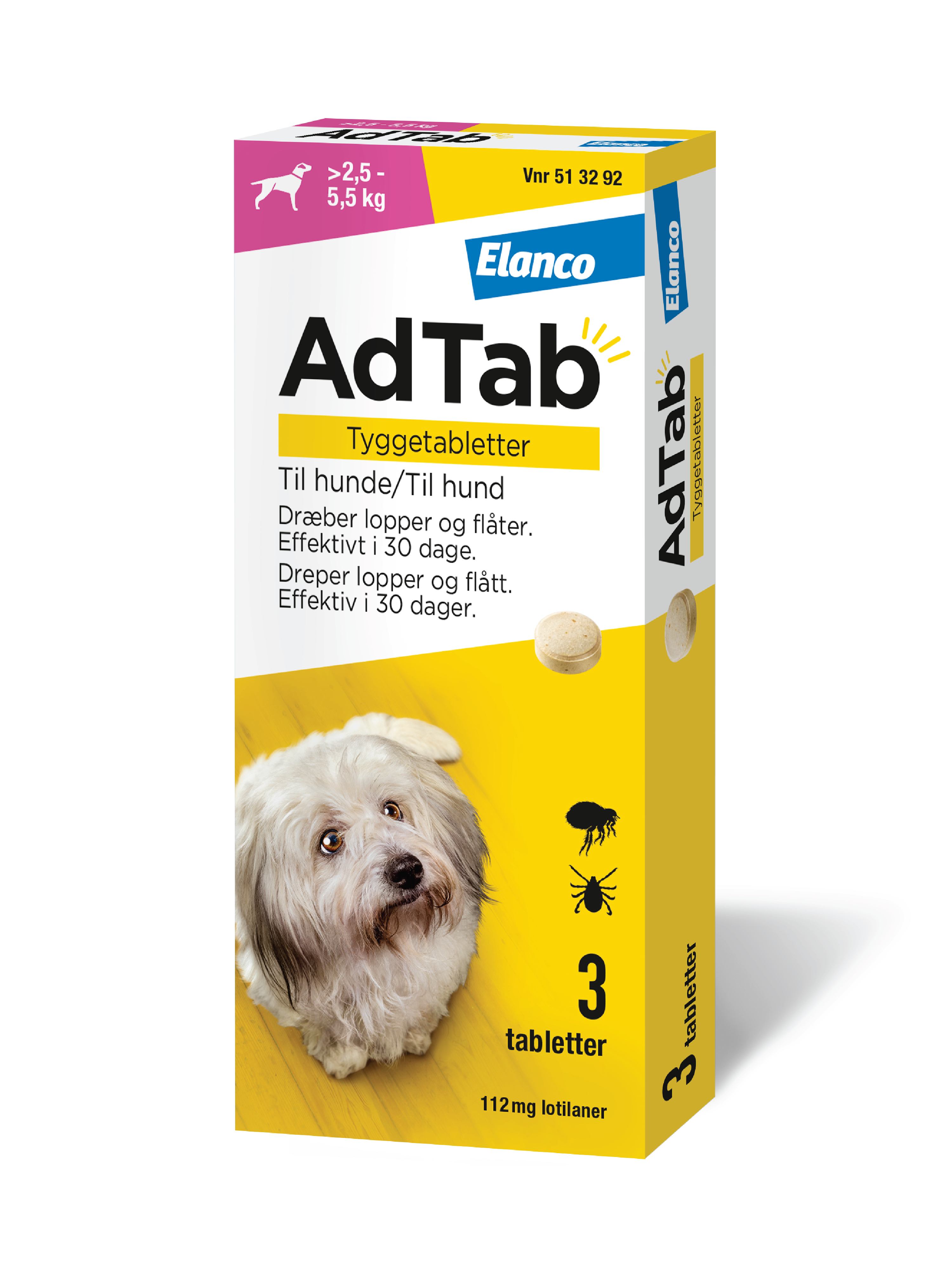 AdTab 112 mg tyggetabletter til hund, 3 stk.