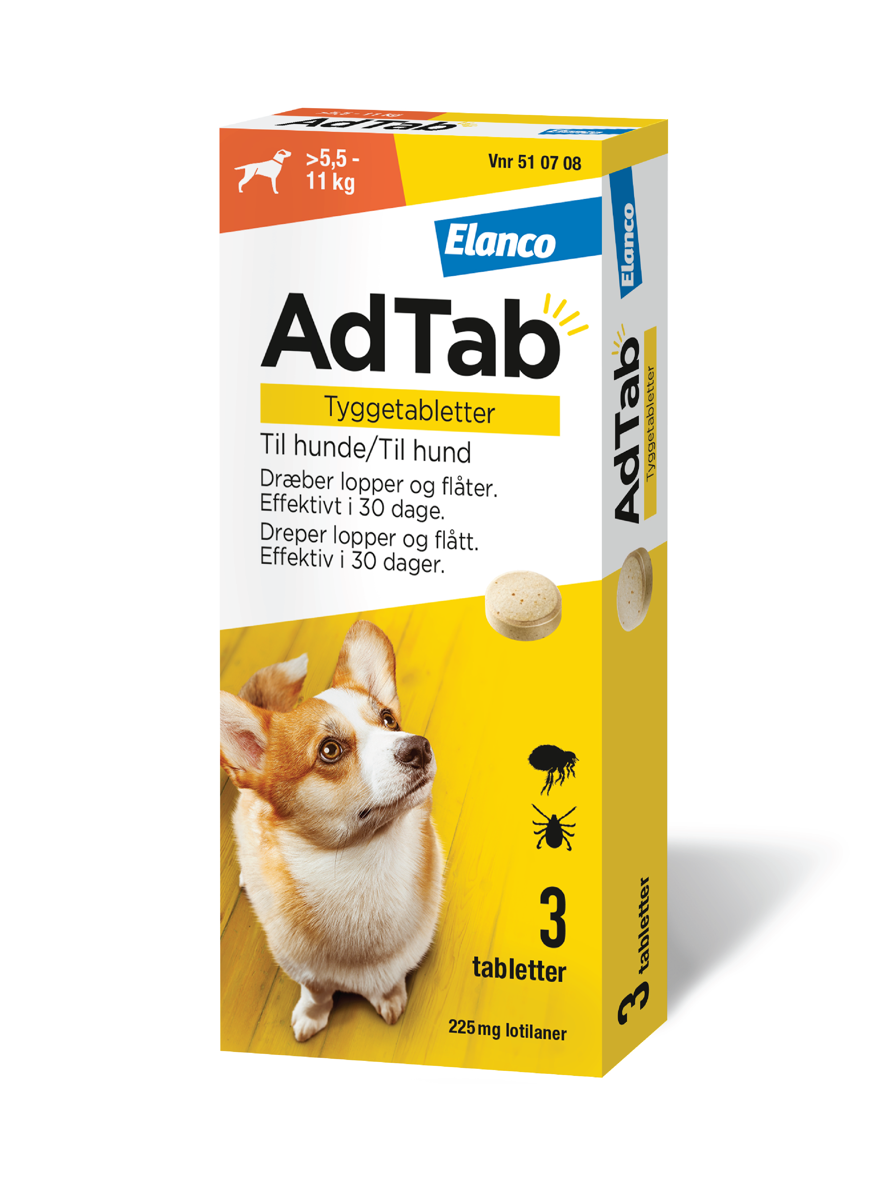 AdTab 225 mg tyggetabletter til hund, 3 stk.