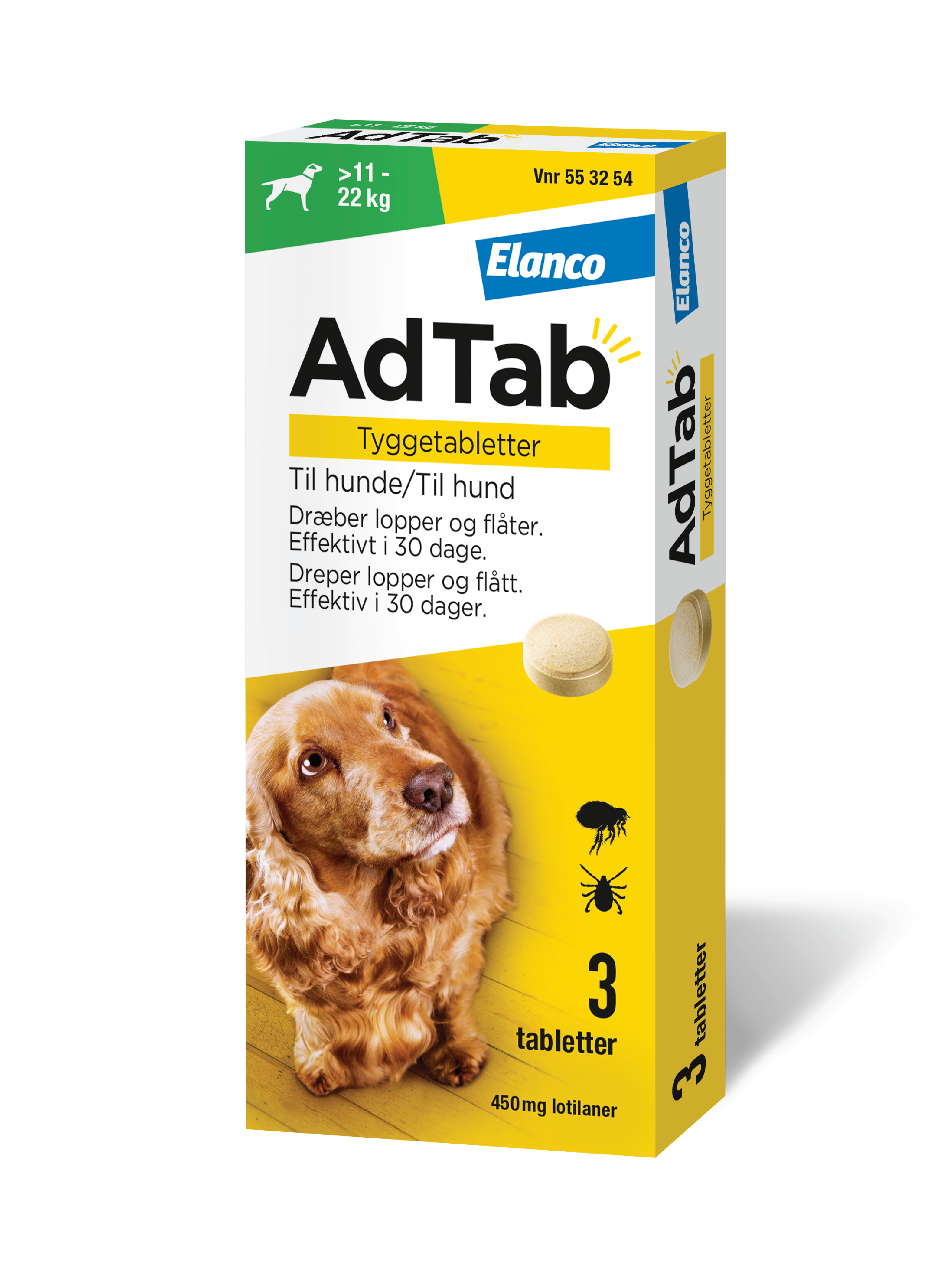 AdTab 450 mg tyggetabletter til hund, 3 stk.