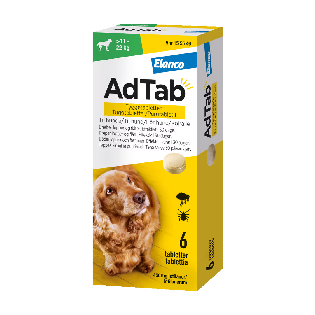 AdTab 450 mg tyggetabletter til hund, 6 stk.