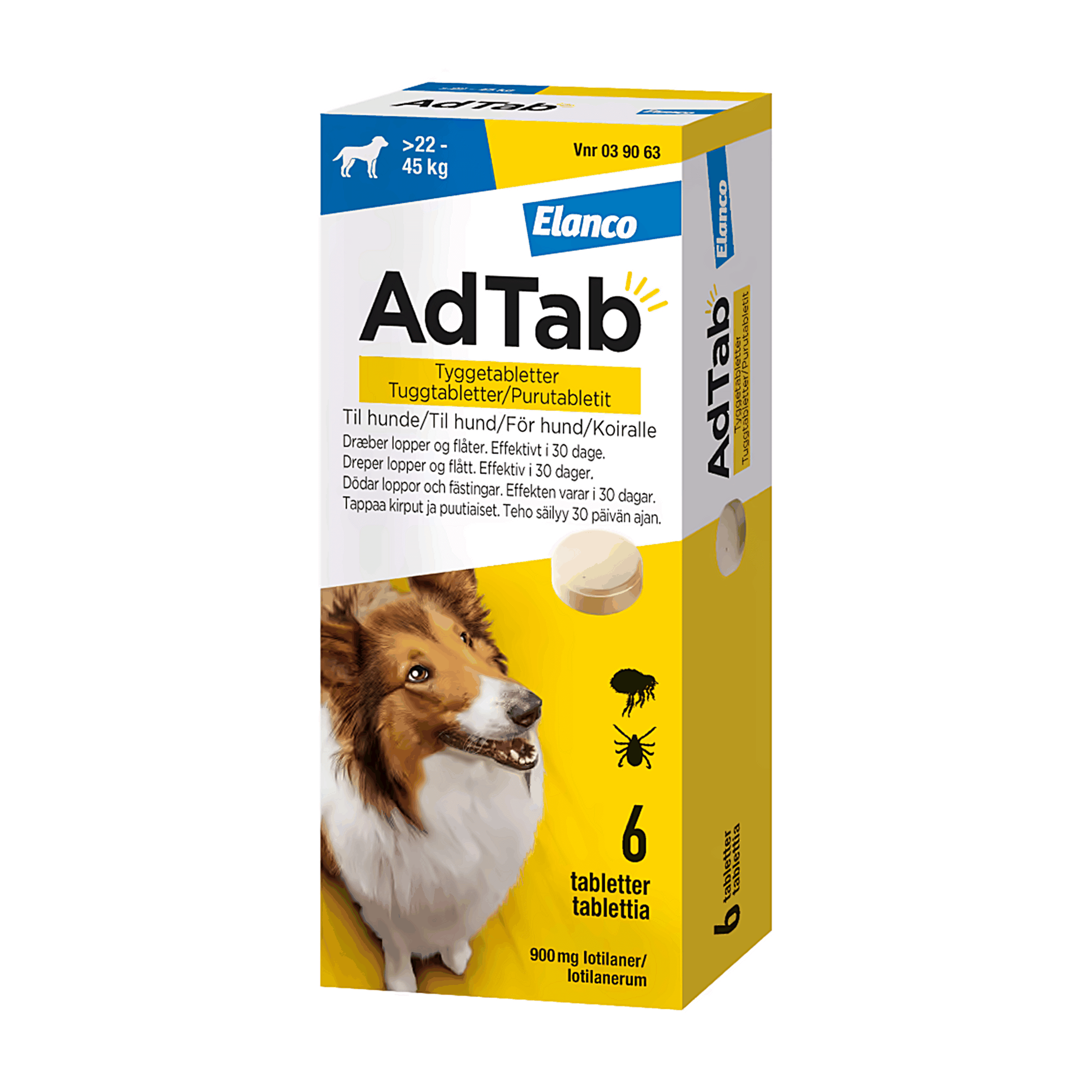AdTab 900 mg tyggetabletter til hund, 6 stk.