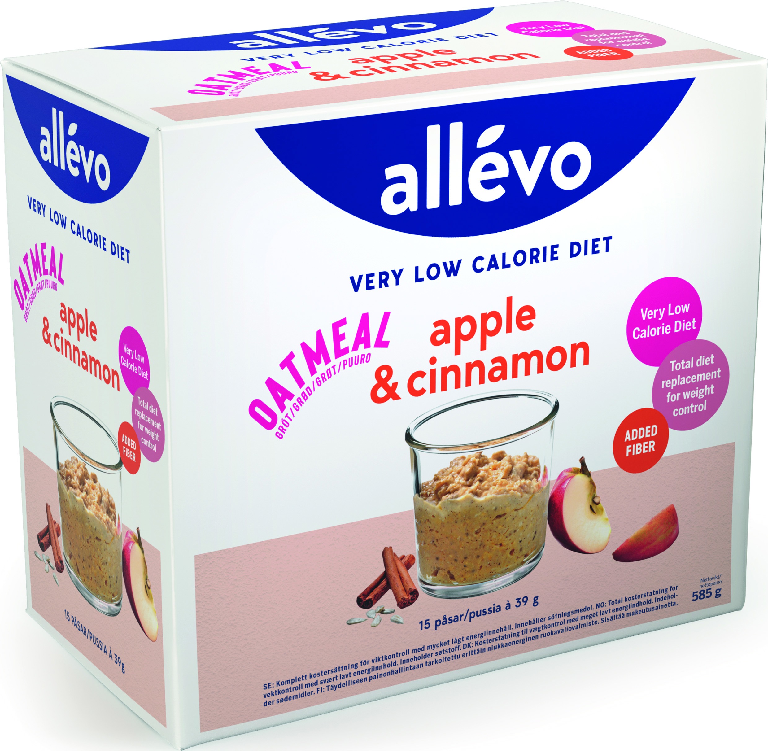 Allevo VLCD Oatmeal Apple & Cinnamon, 15x39 g