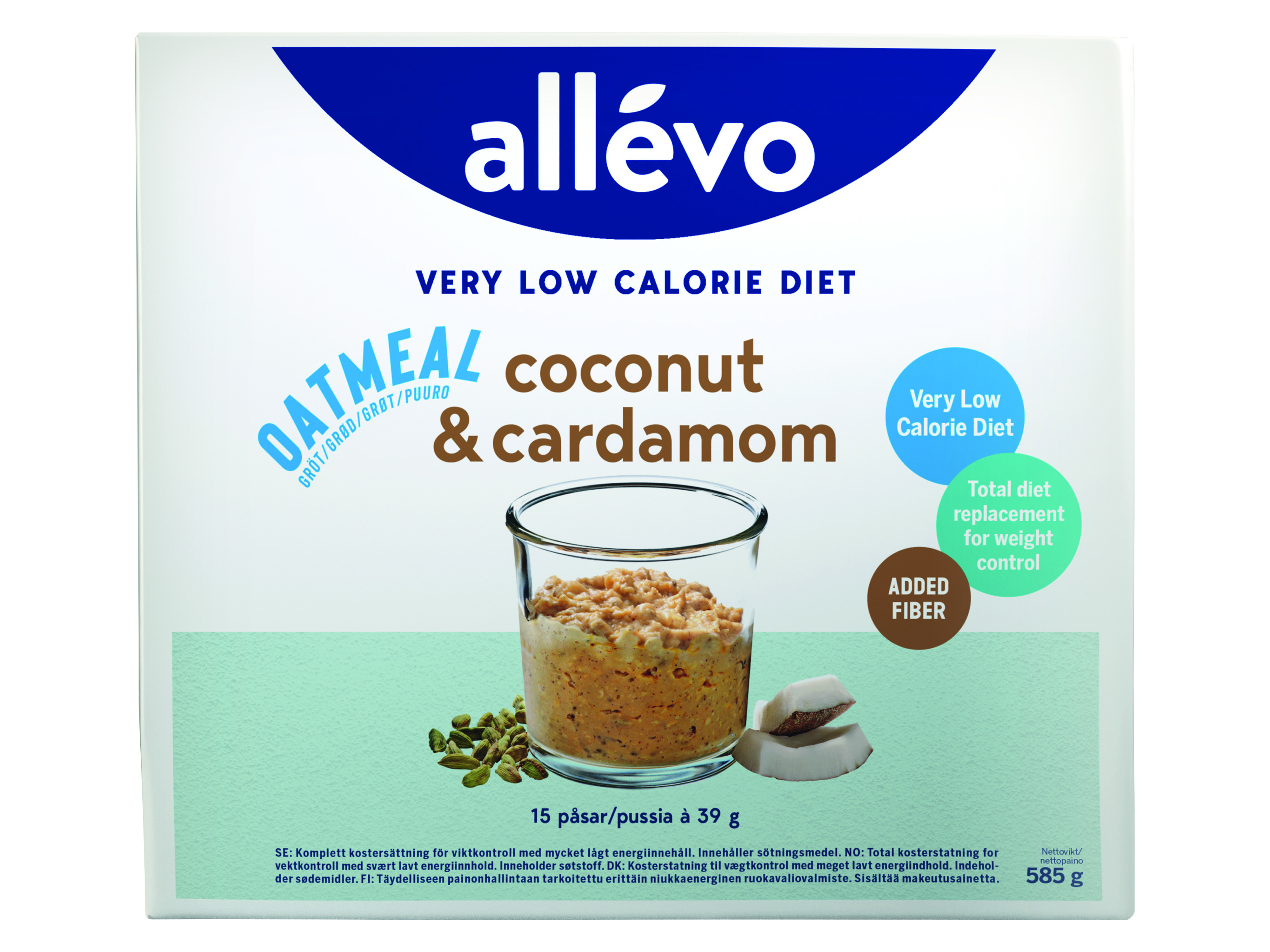 Allevo VLCD Oatmeal Coconut & Cardamom, 15 x 39 g