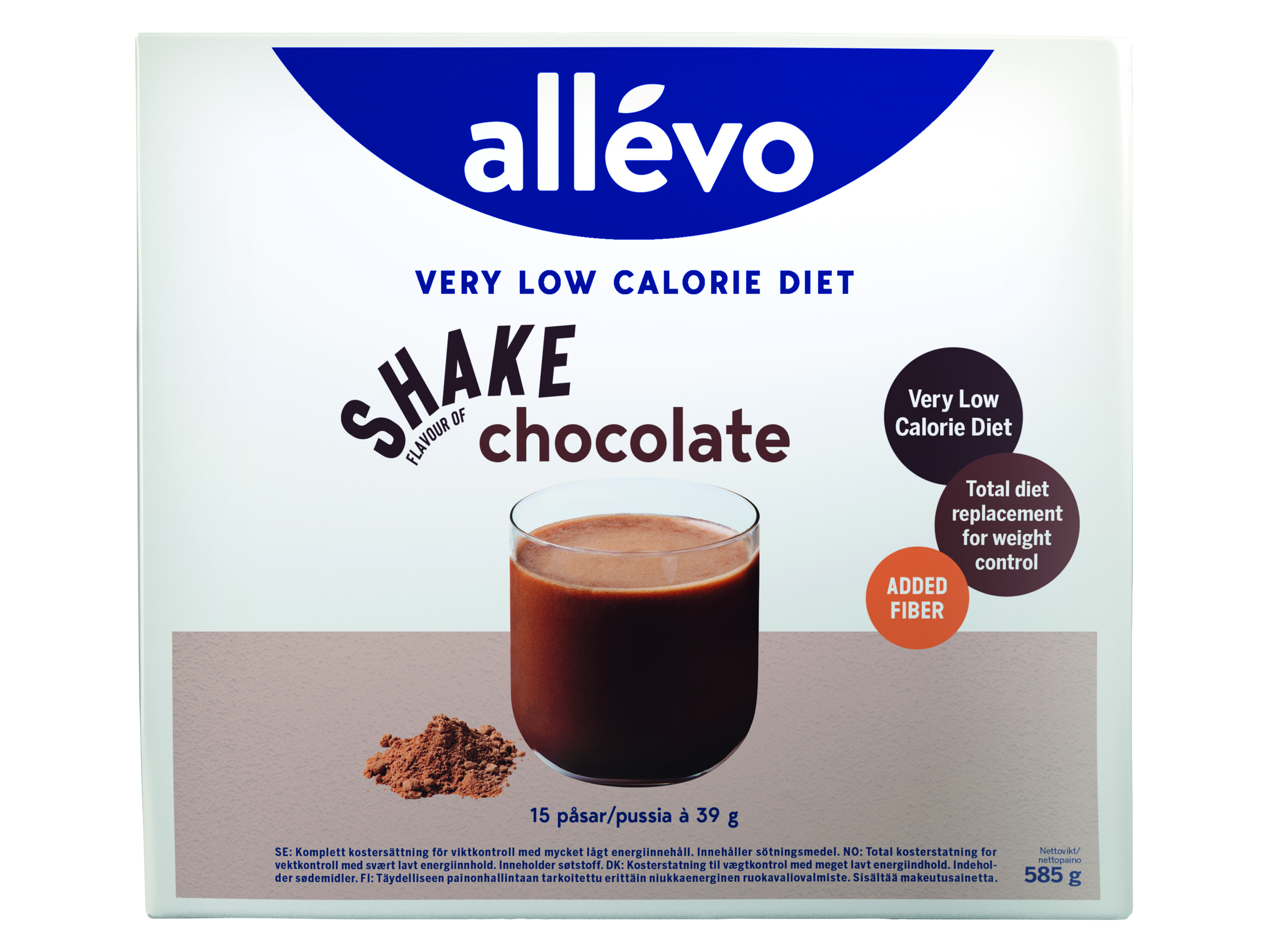 Allevo VLCD Shake Chocolate, 15 x 39 g