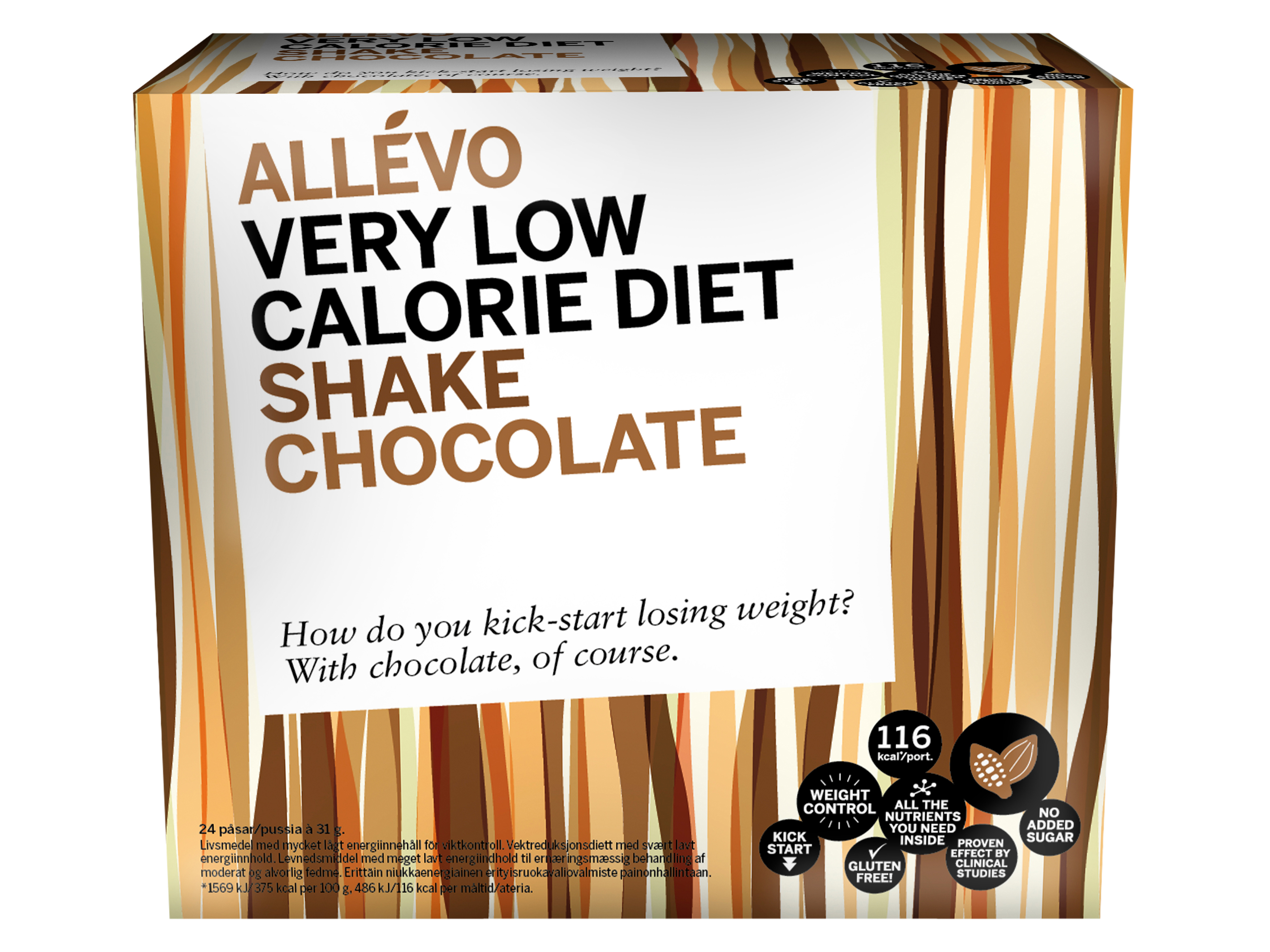 Allevo VLCD Shake Chocolate, 24 poser à 31 gram