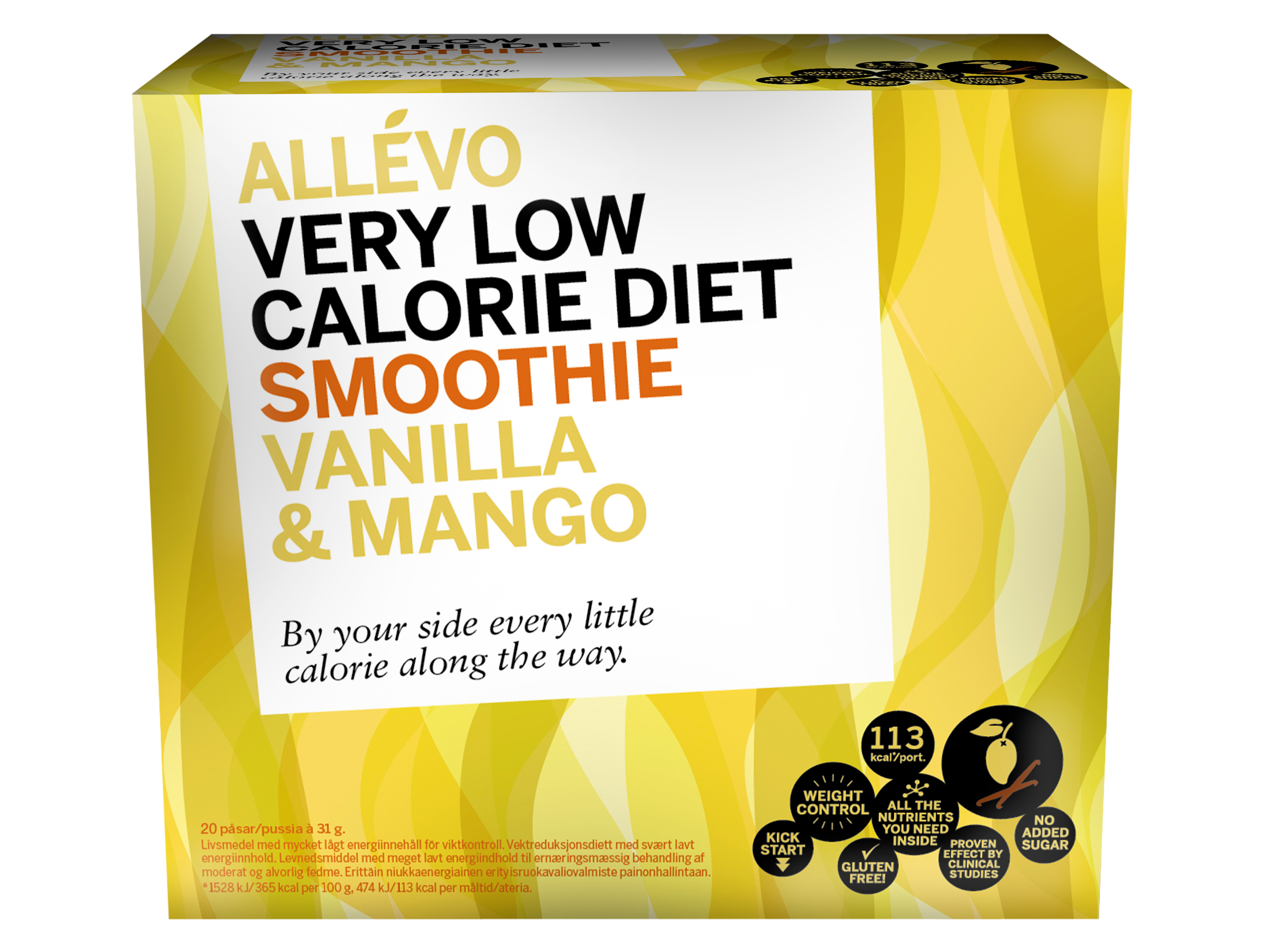 Allevo VLCD Smoothie Vanilla & Mango, 20 poser à 31 gram