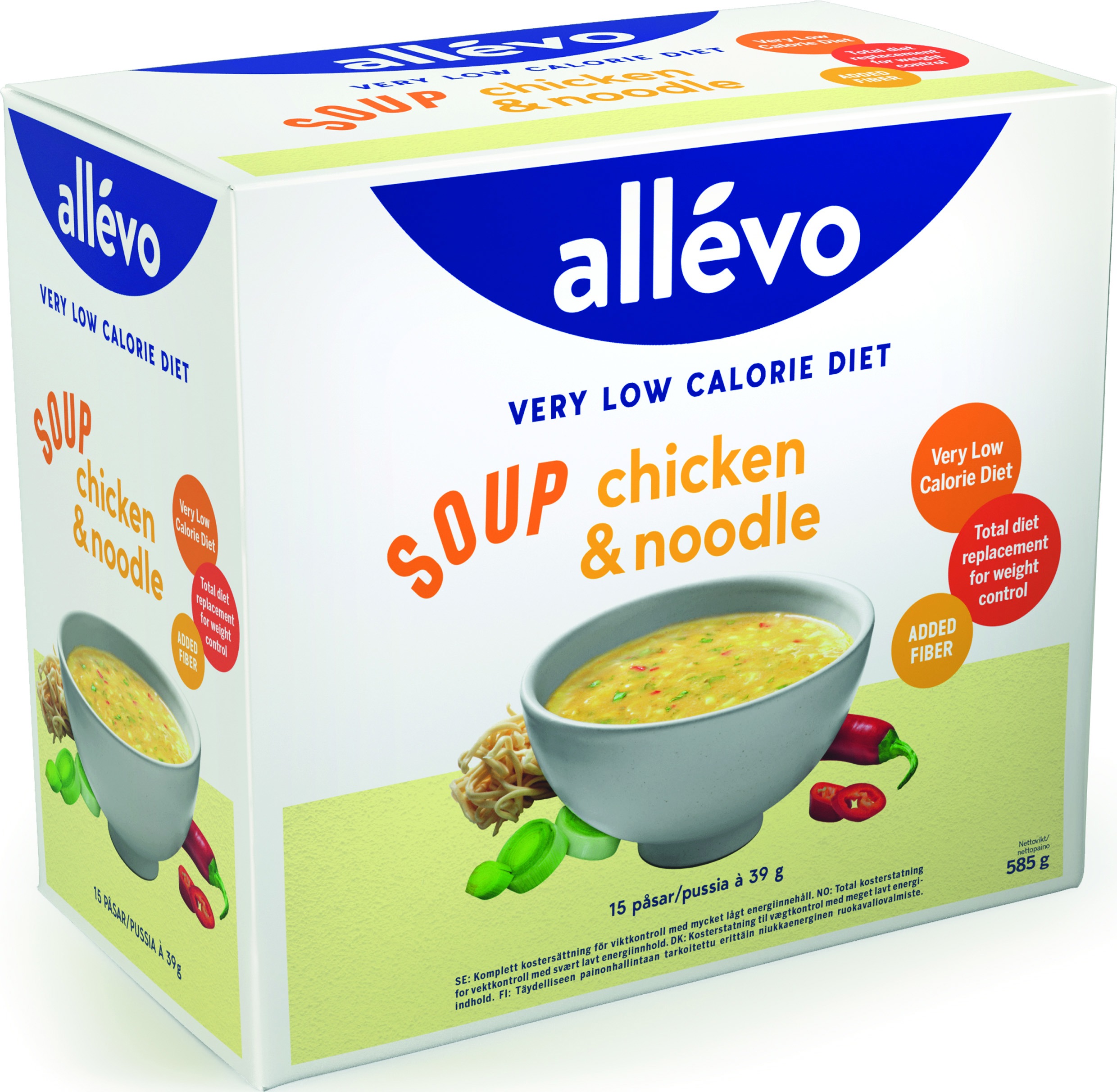 Allevo VLCD Soup Chicken & Noodle, 15x39 g