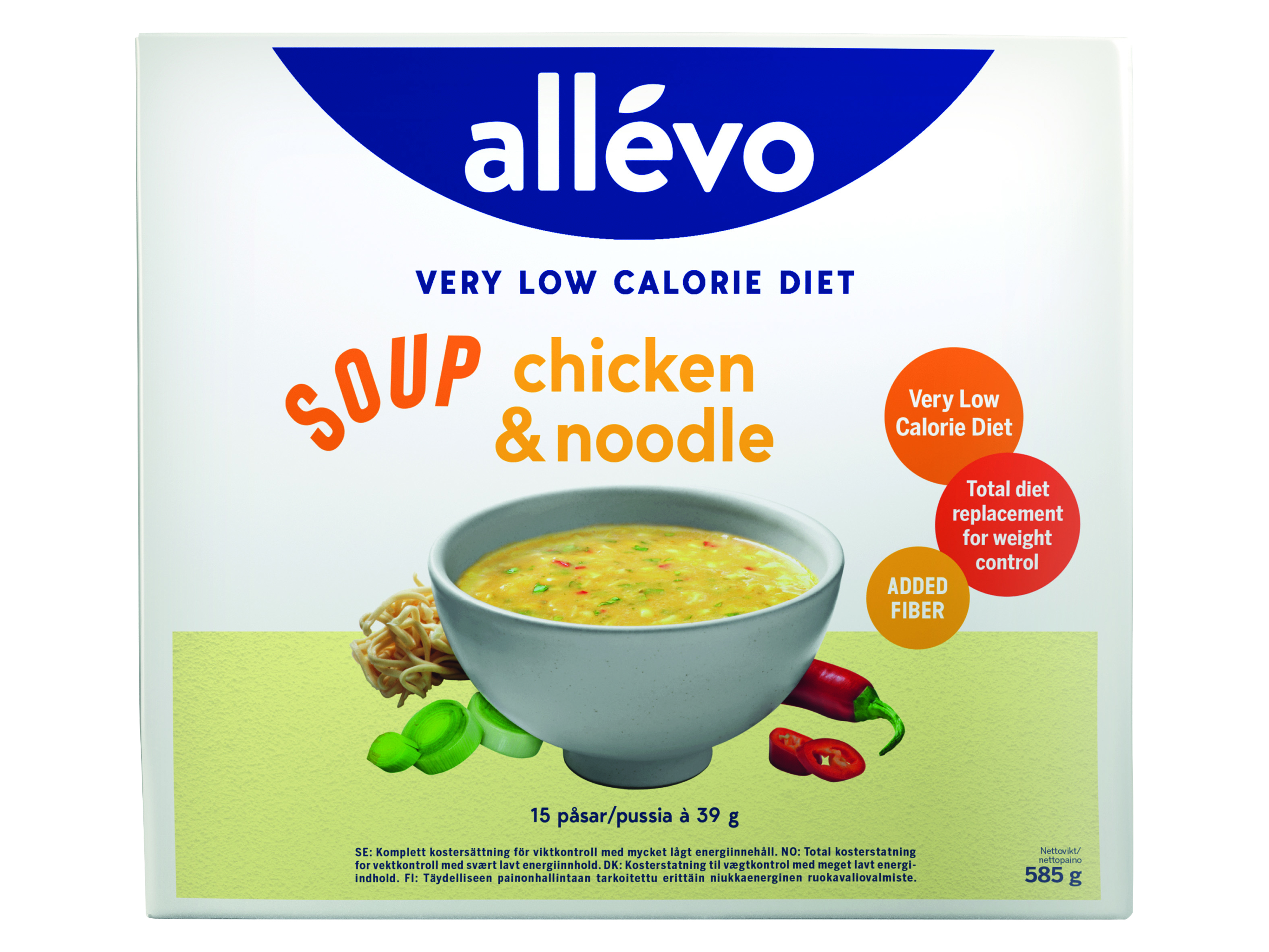 Allevo VLCD Soup Chicken & Noodle, 15 x 39 g