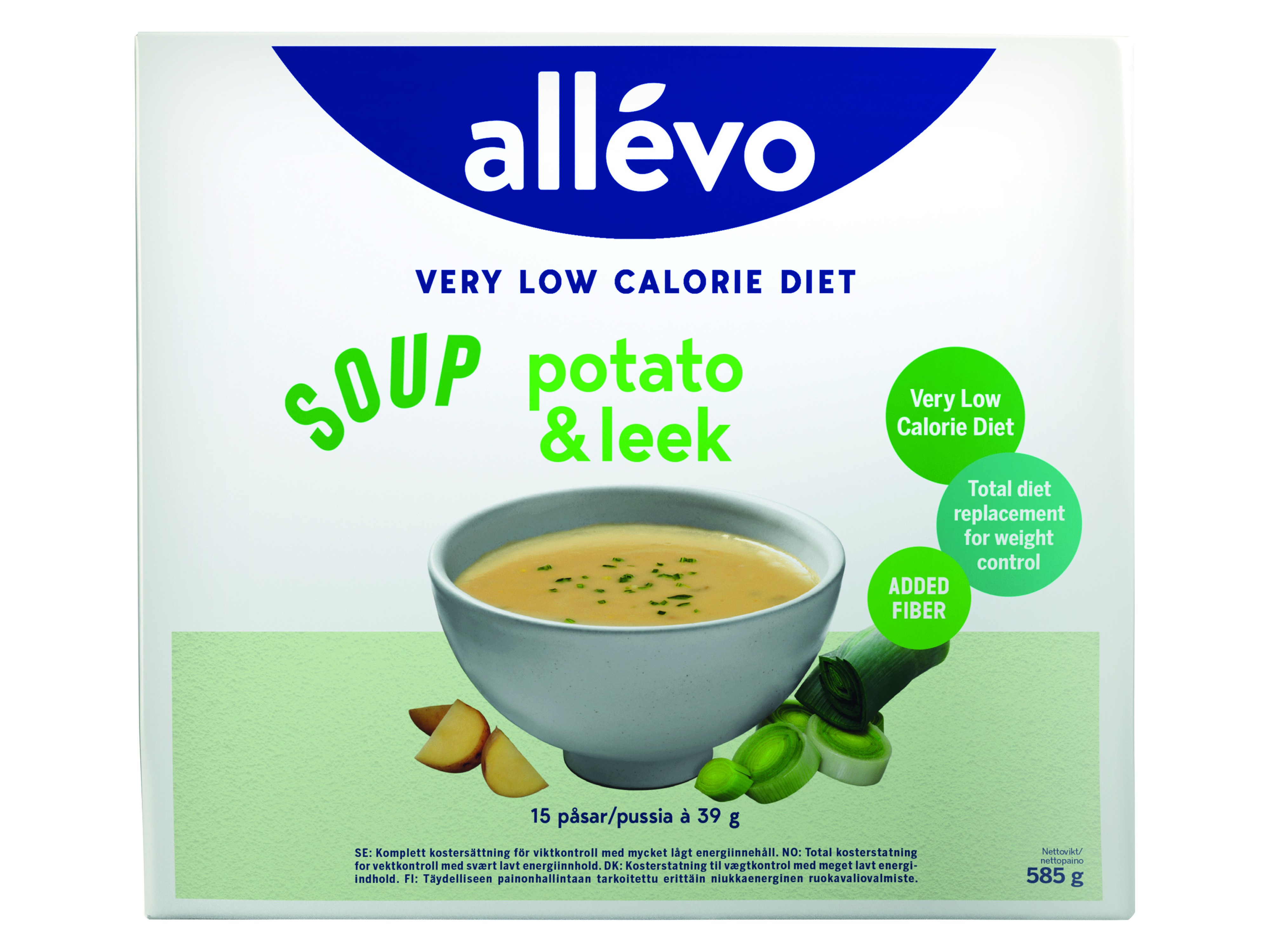 Allevo VLCD Soup Potato & Leek, 15 x 39 g