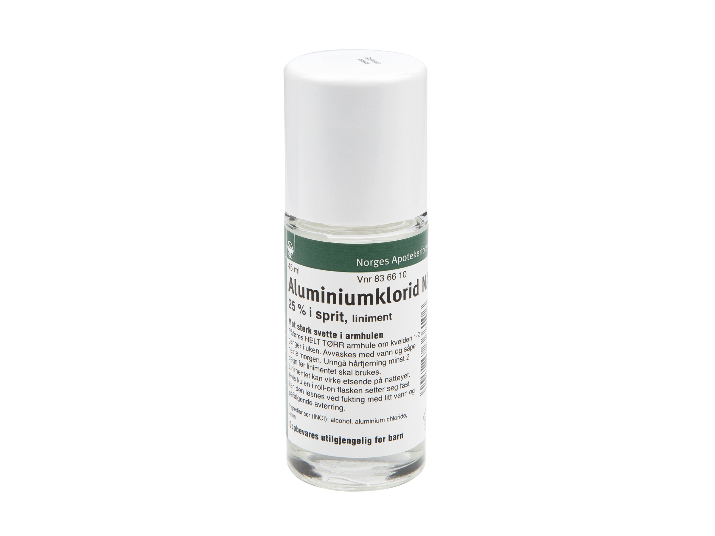 Aluminiumklorid % i spritliniment, 45 - Deodoranter - Farmasiet.no