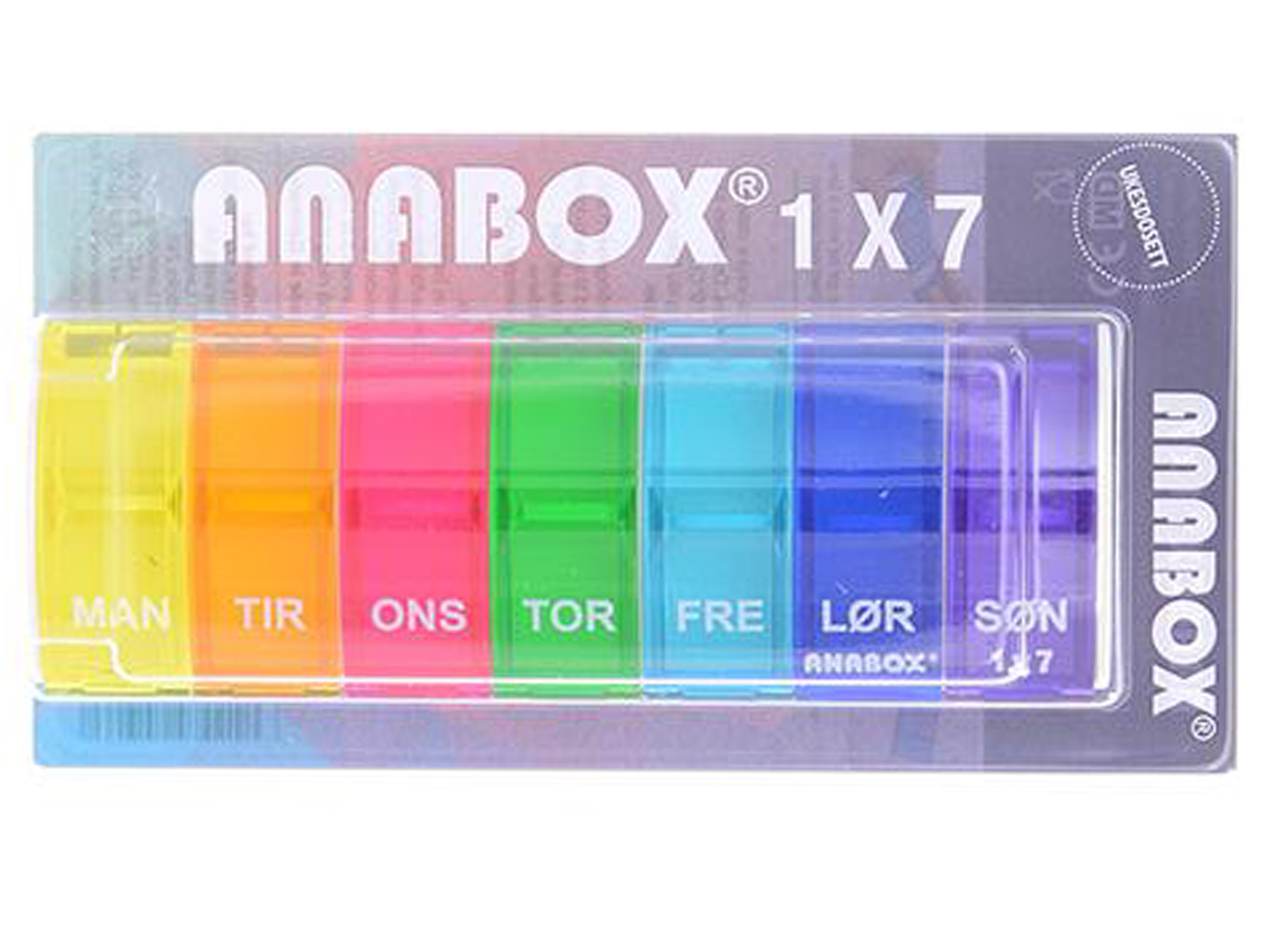 Anabox Doseringeske for en uke, flerfarget, 1 stk