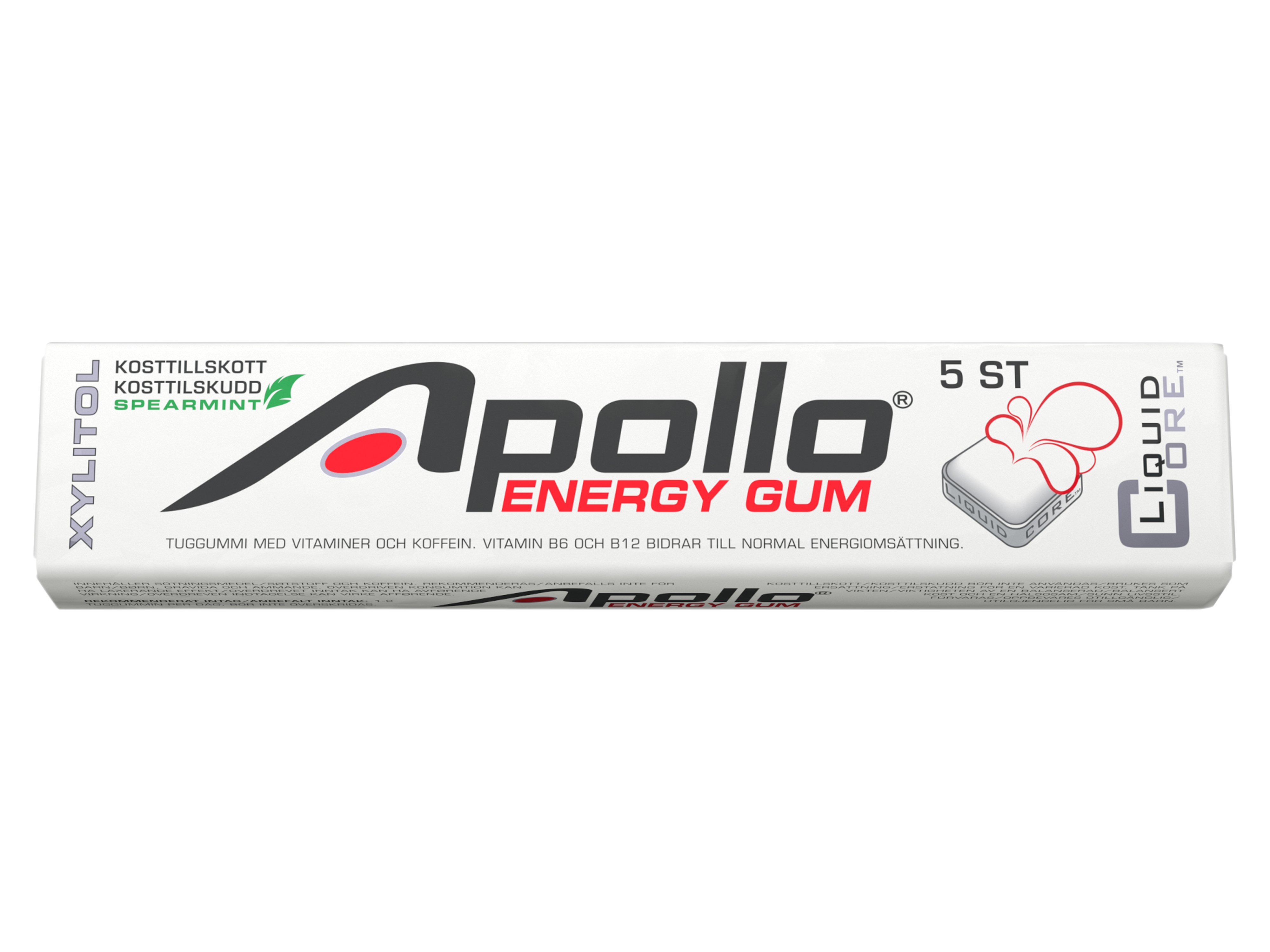 Apollo Energy Gum Spearmint, 5 stk