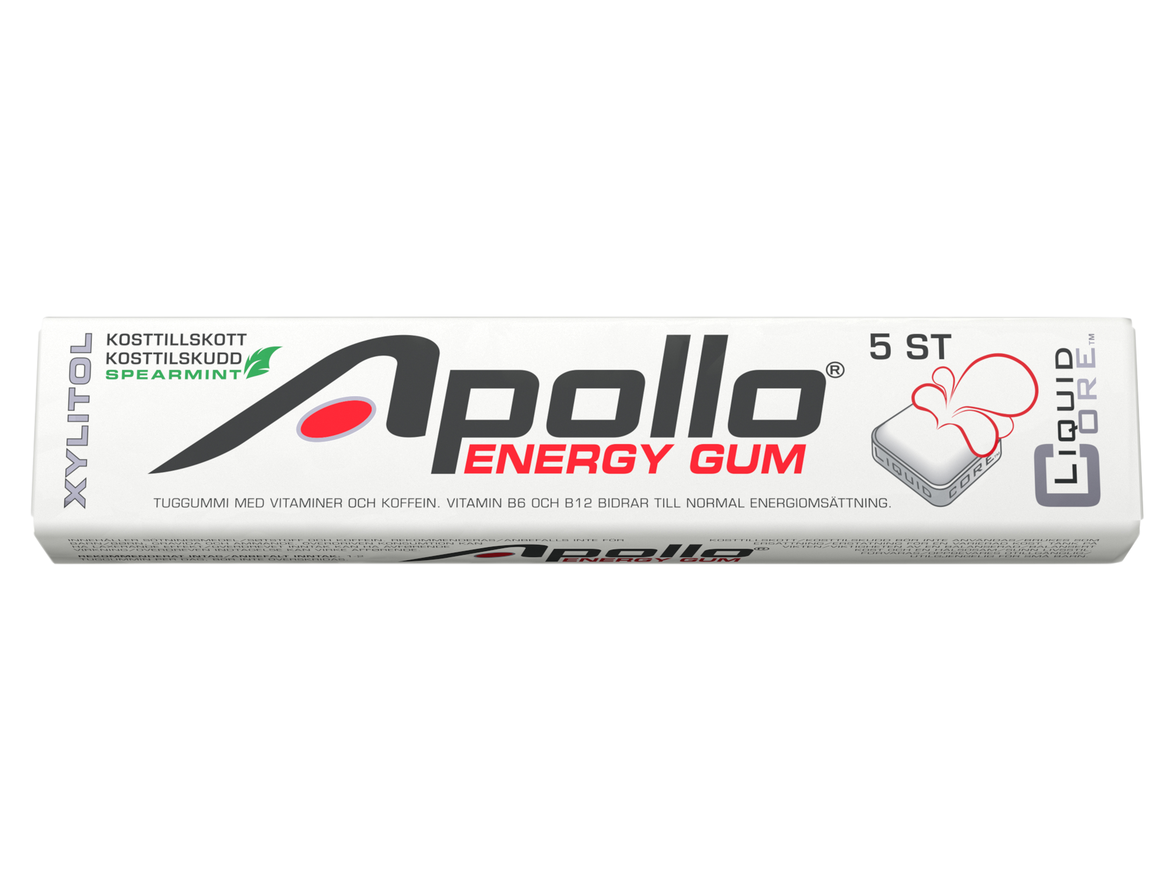 Apollo Energy Gum Spearmint, 5 stk.