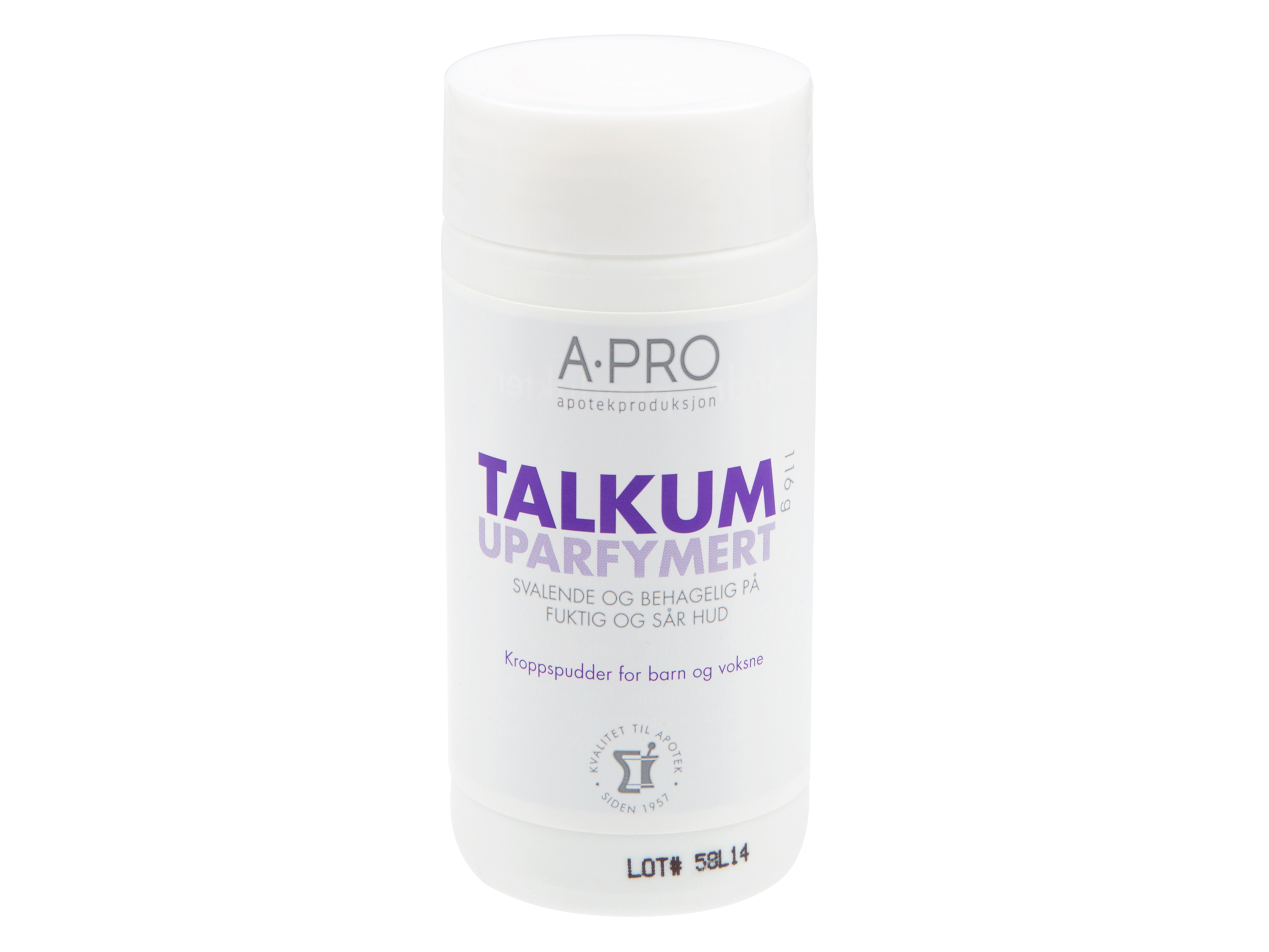 Apro Talkum uten parfyme, 116 gram