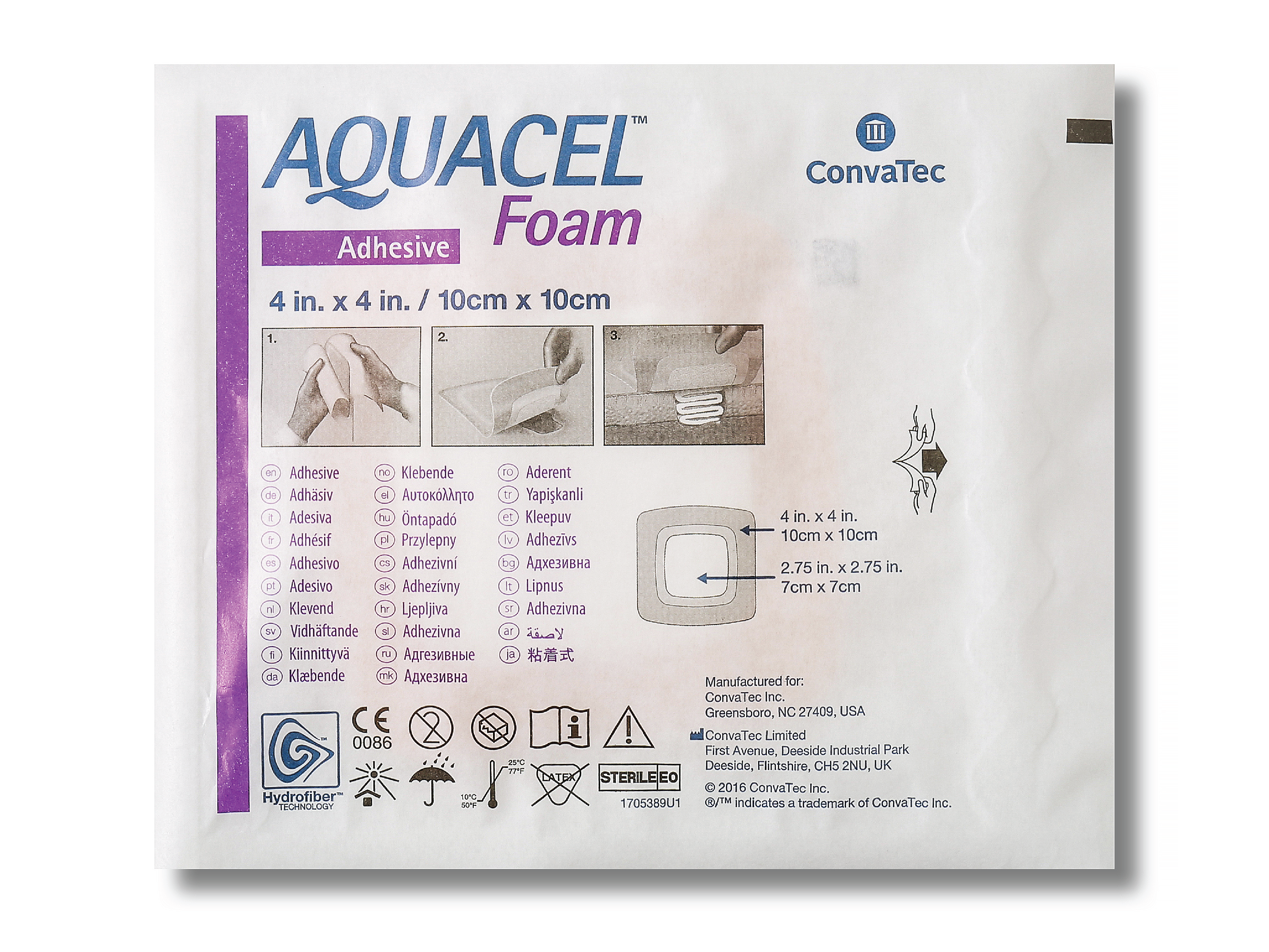 Aquacel Foam Adhesive skumbandasje 10x10 cm, 10 stk.