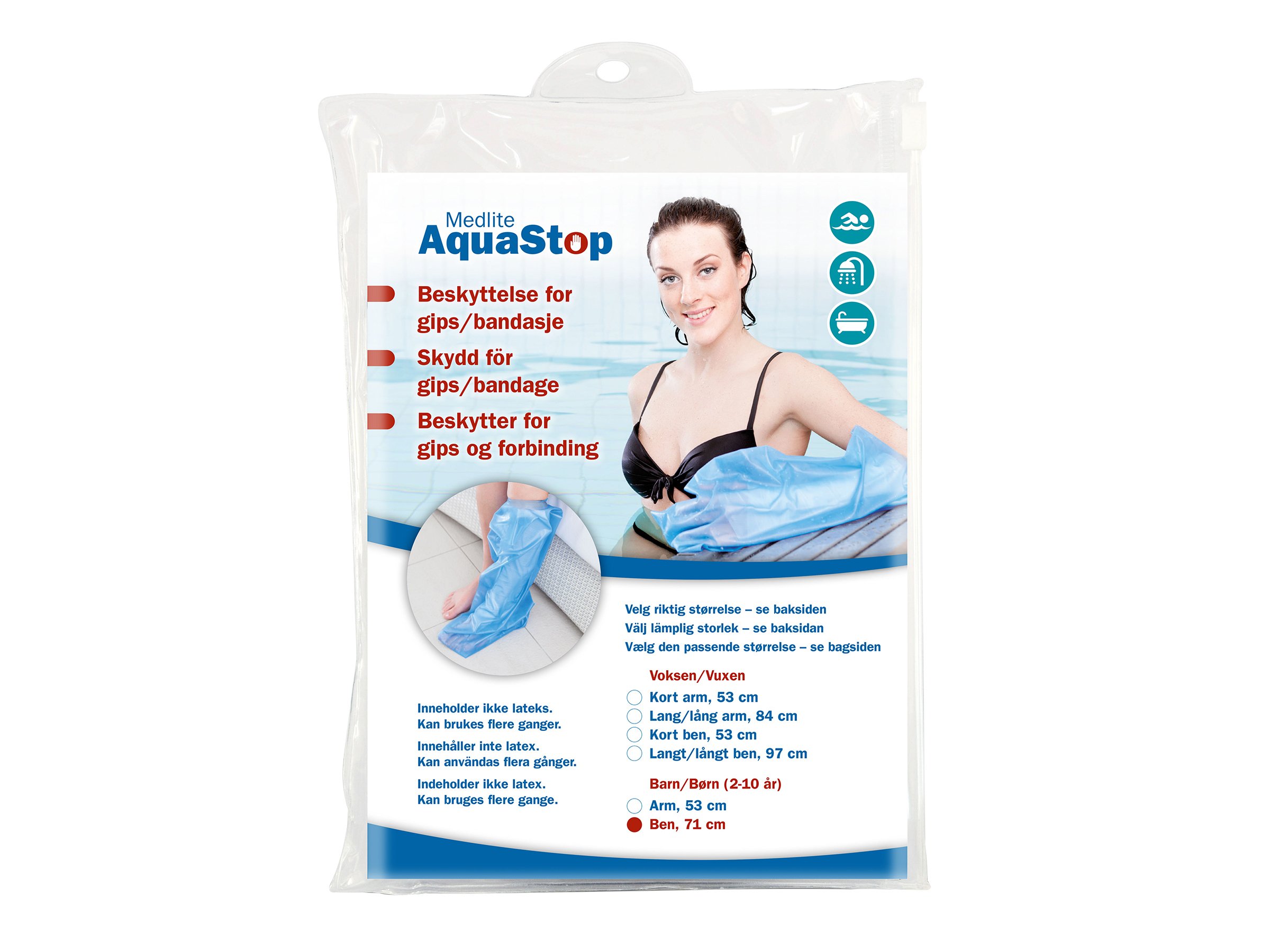 AquaStop Dusjbeskyttelse, Til voksen, til lang arm, 1 stk.