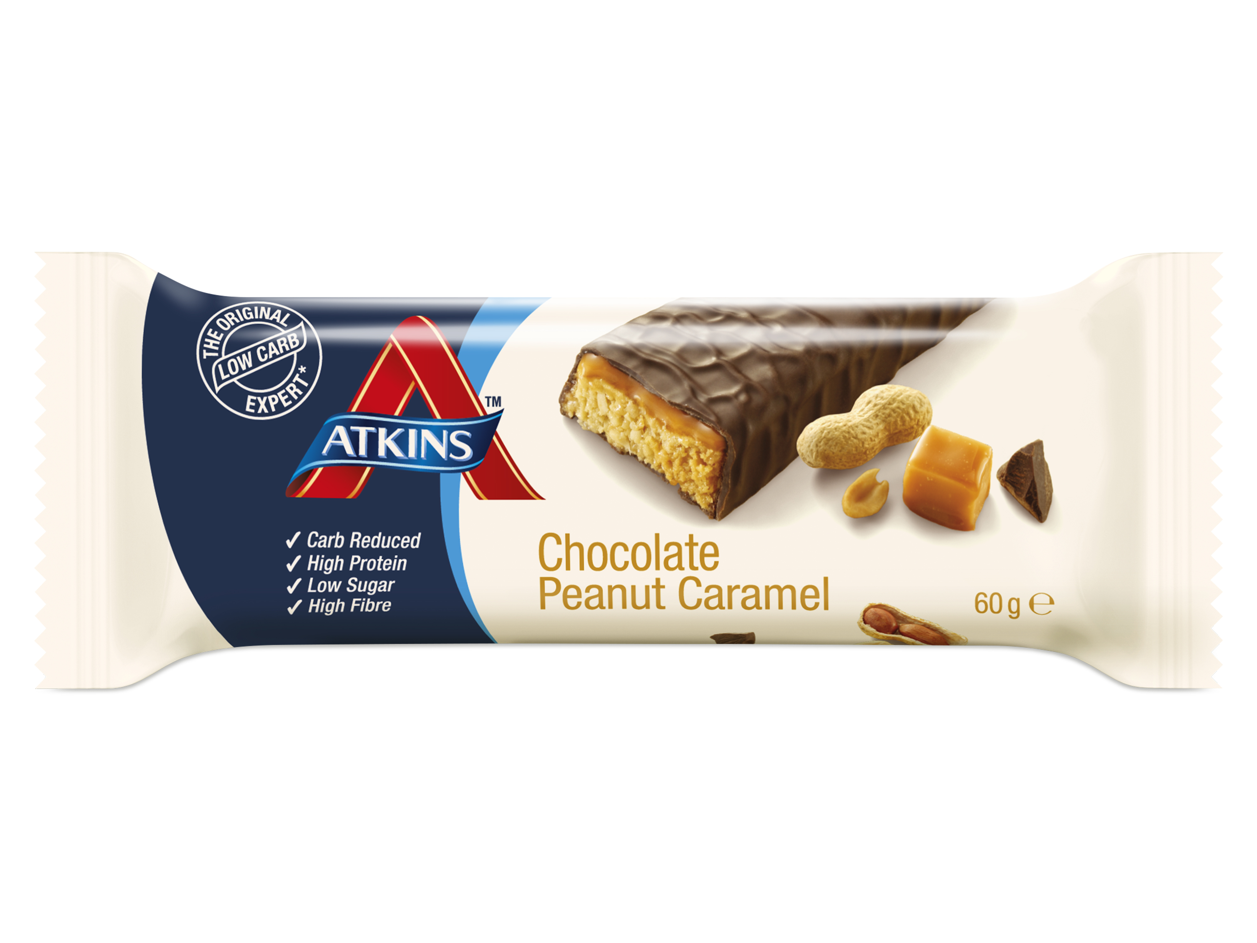 Atkins Chocolate Peanut Caramel, 60 gram