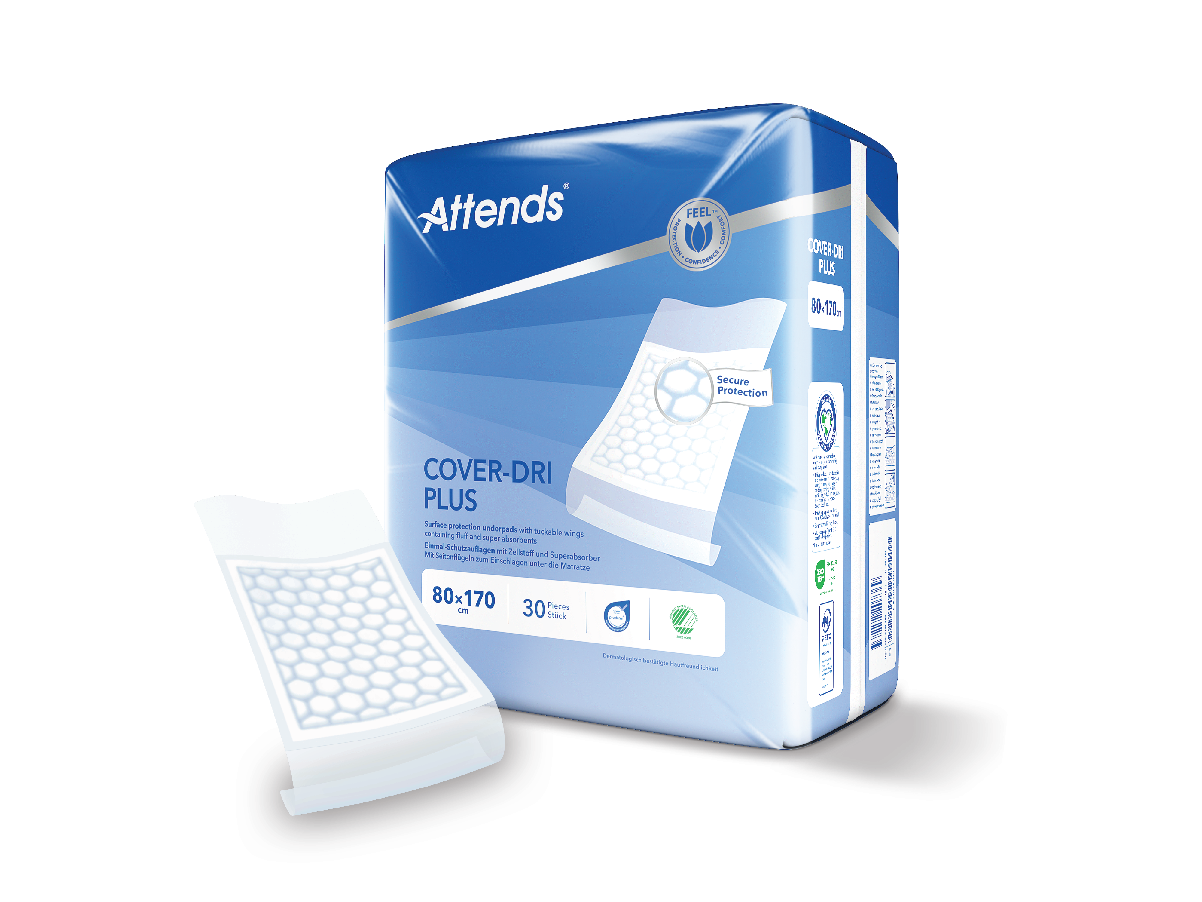 Attends CoverDri plus 80x170cm, 30 stk Sengebeskyttelse Farmasiet.no