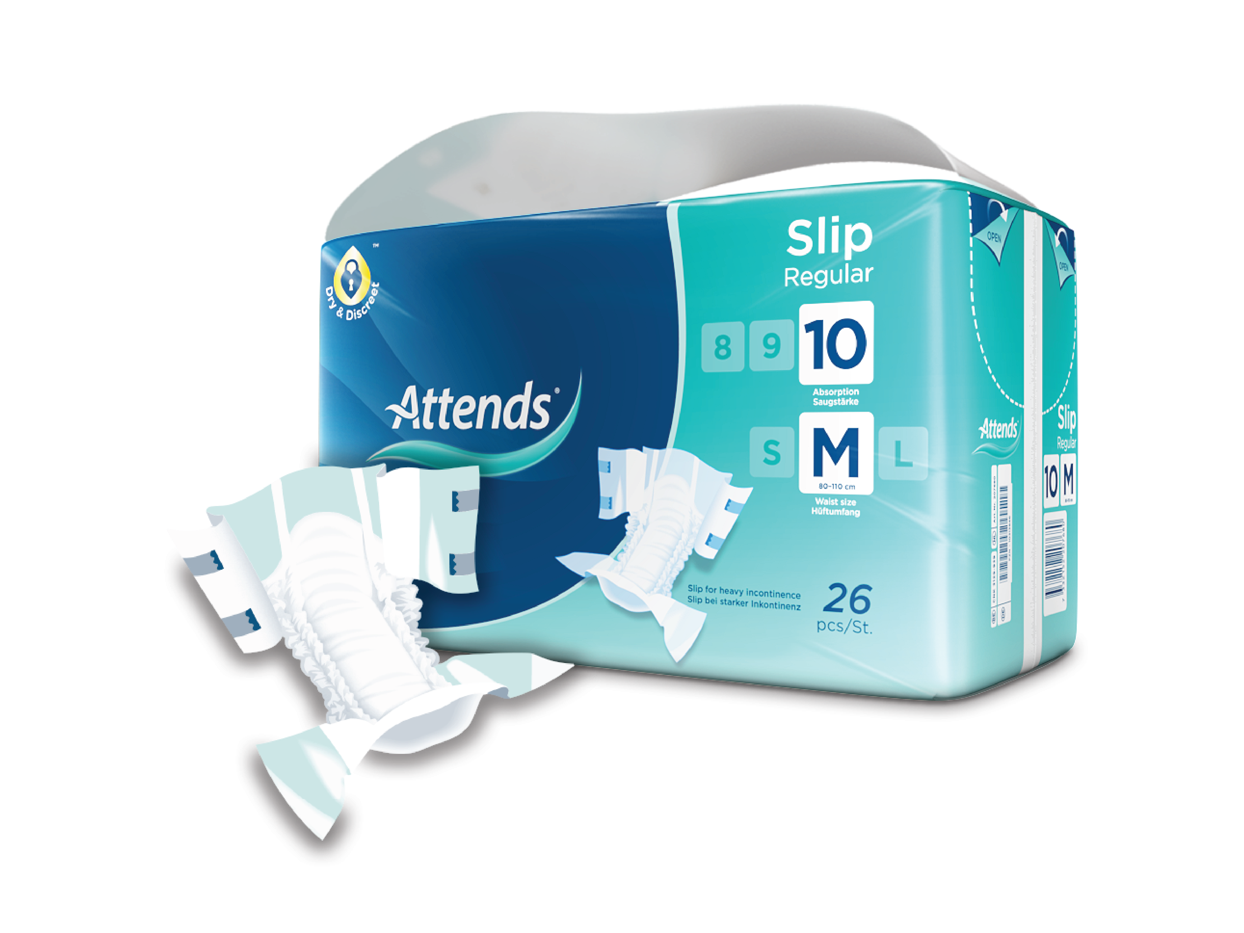 Attends Slip Regular 10, Medium, 26 stk.