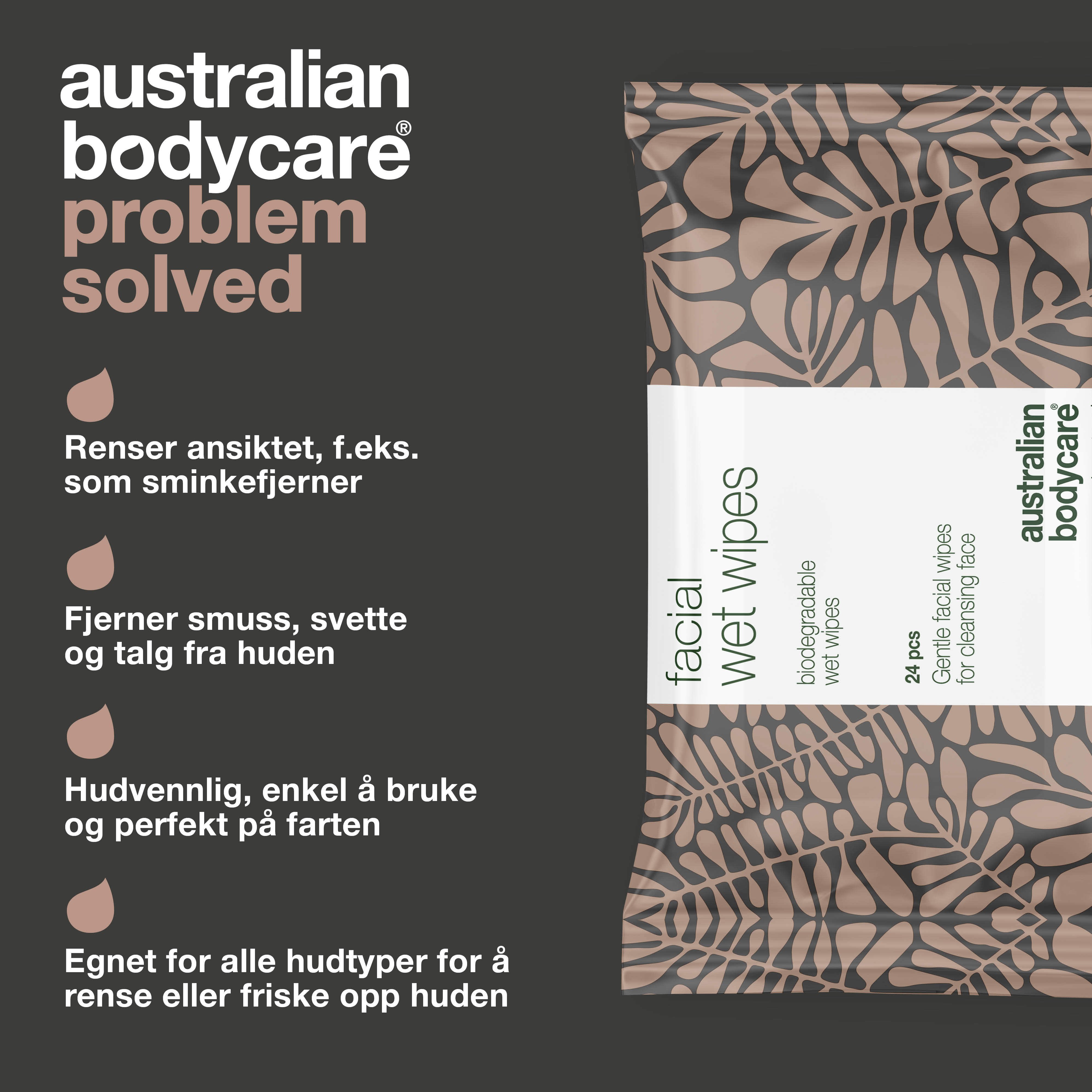 Australian Bodycare Face Wet Wipes, 24 stk.